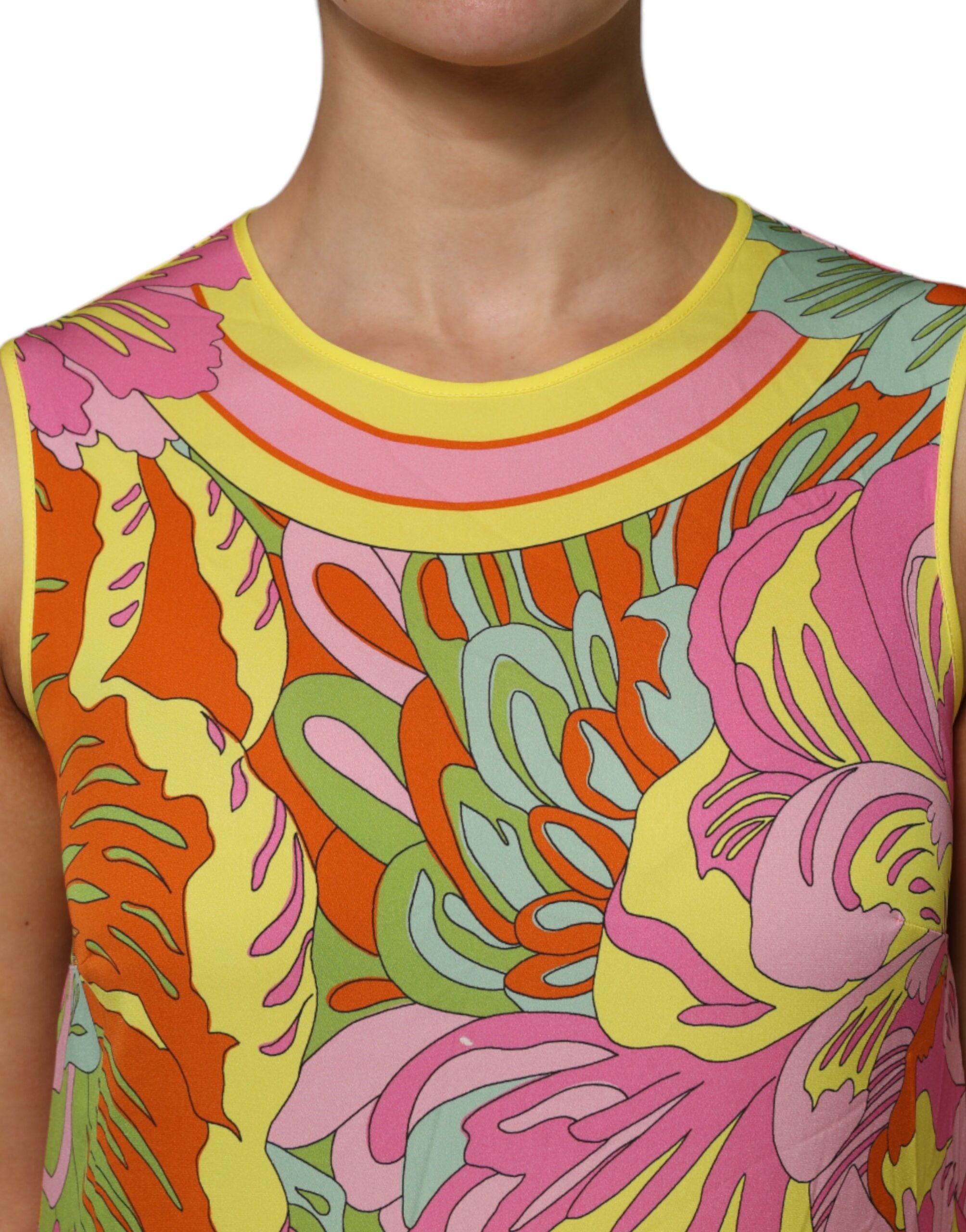 Dolce & Gabbana Multicolor Floral Round Neck Sleeveless Top-5