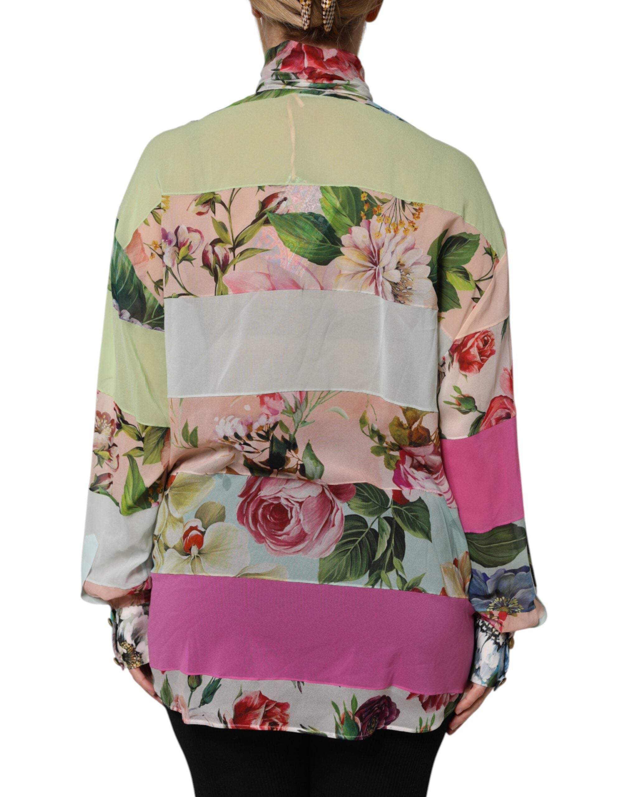 Dolce & Gabbana Multicolor Floral Patchwork Langarmshirt-4