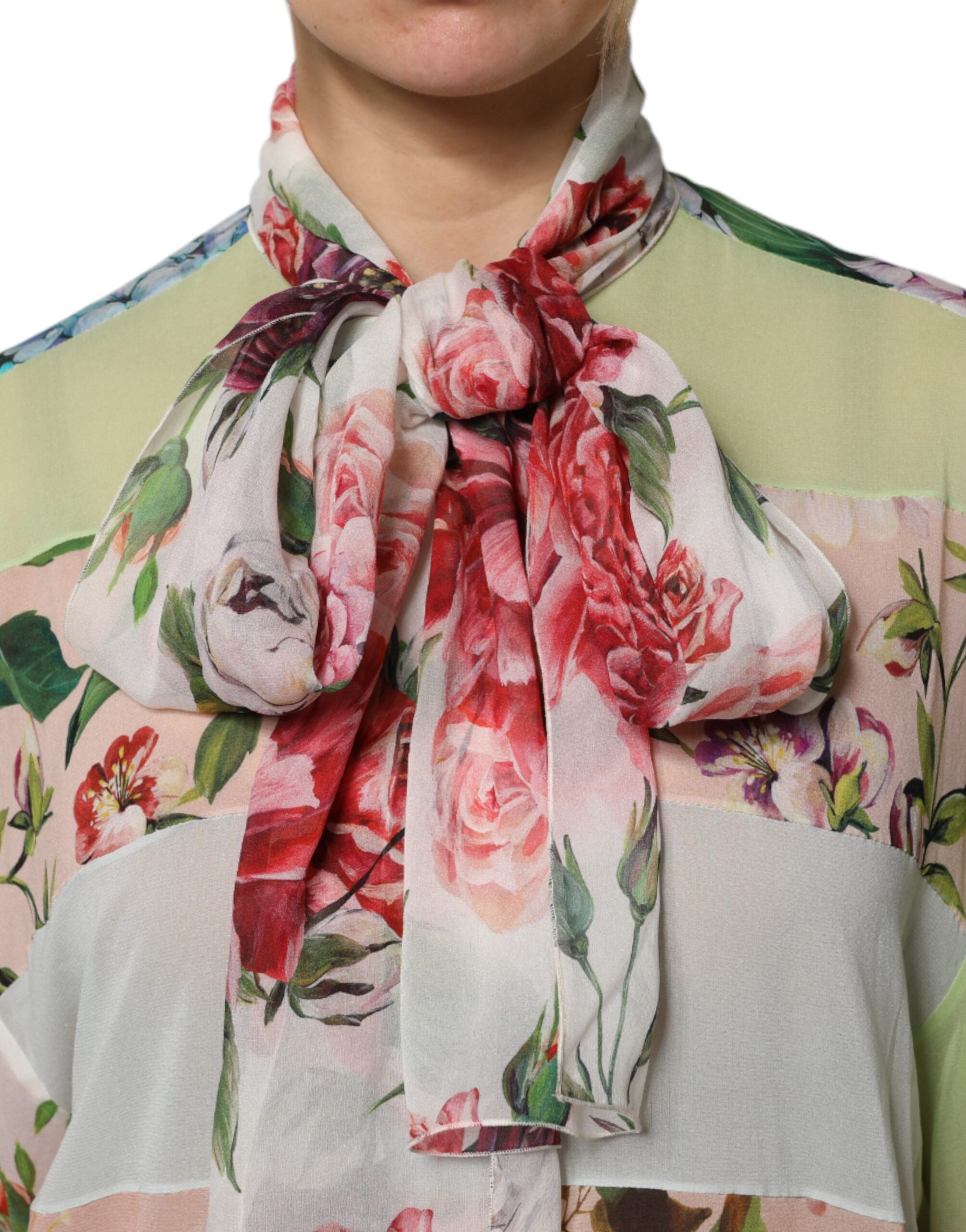 Dolce & Gabbana Multicolor Floral Patchwork Langarmshirt-5