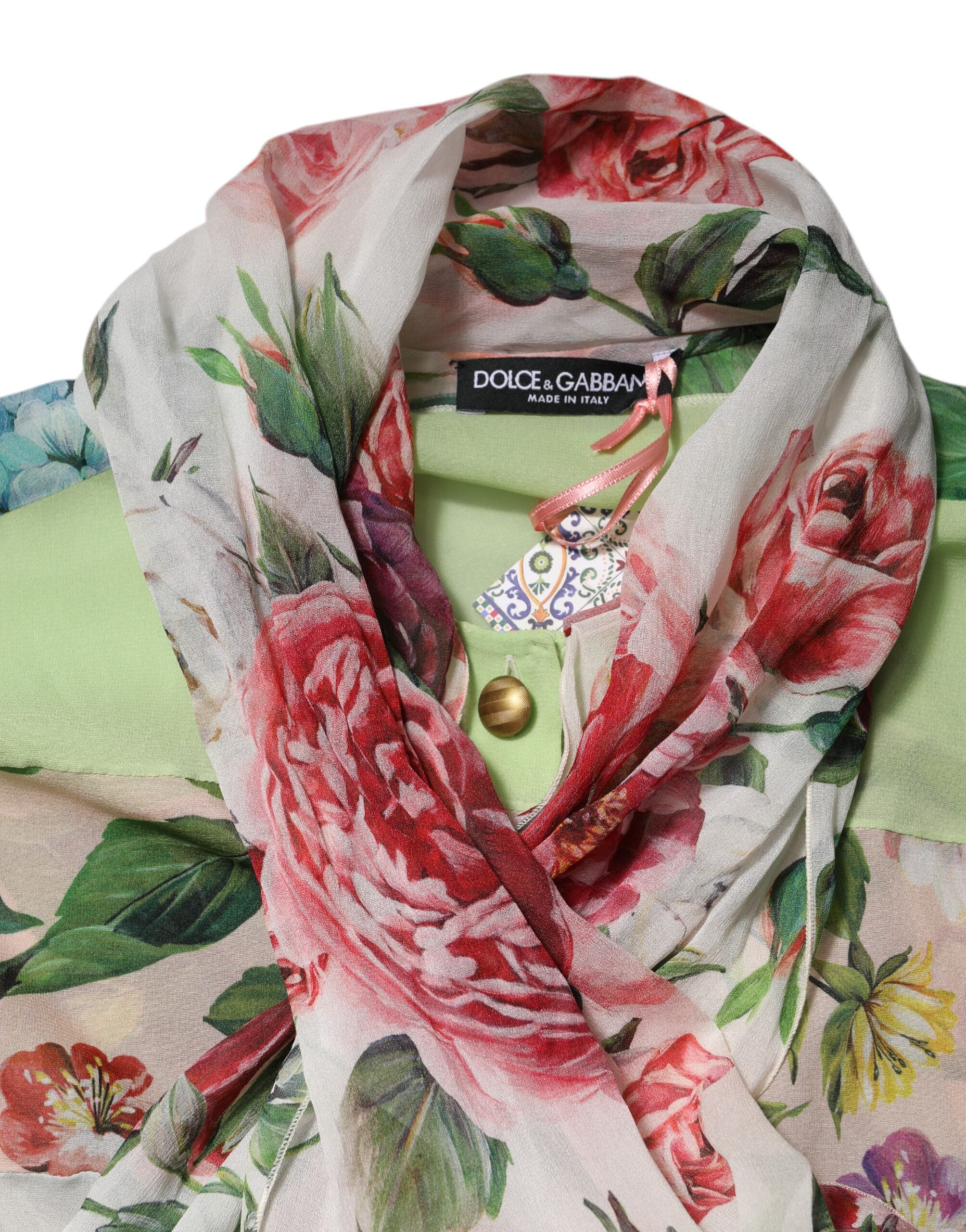 Dolce & Gabbana Multicolor Floral Patchwork Langarmshirt-7