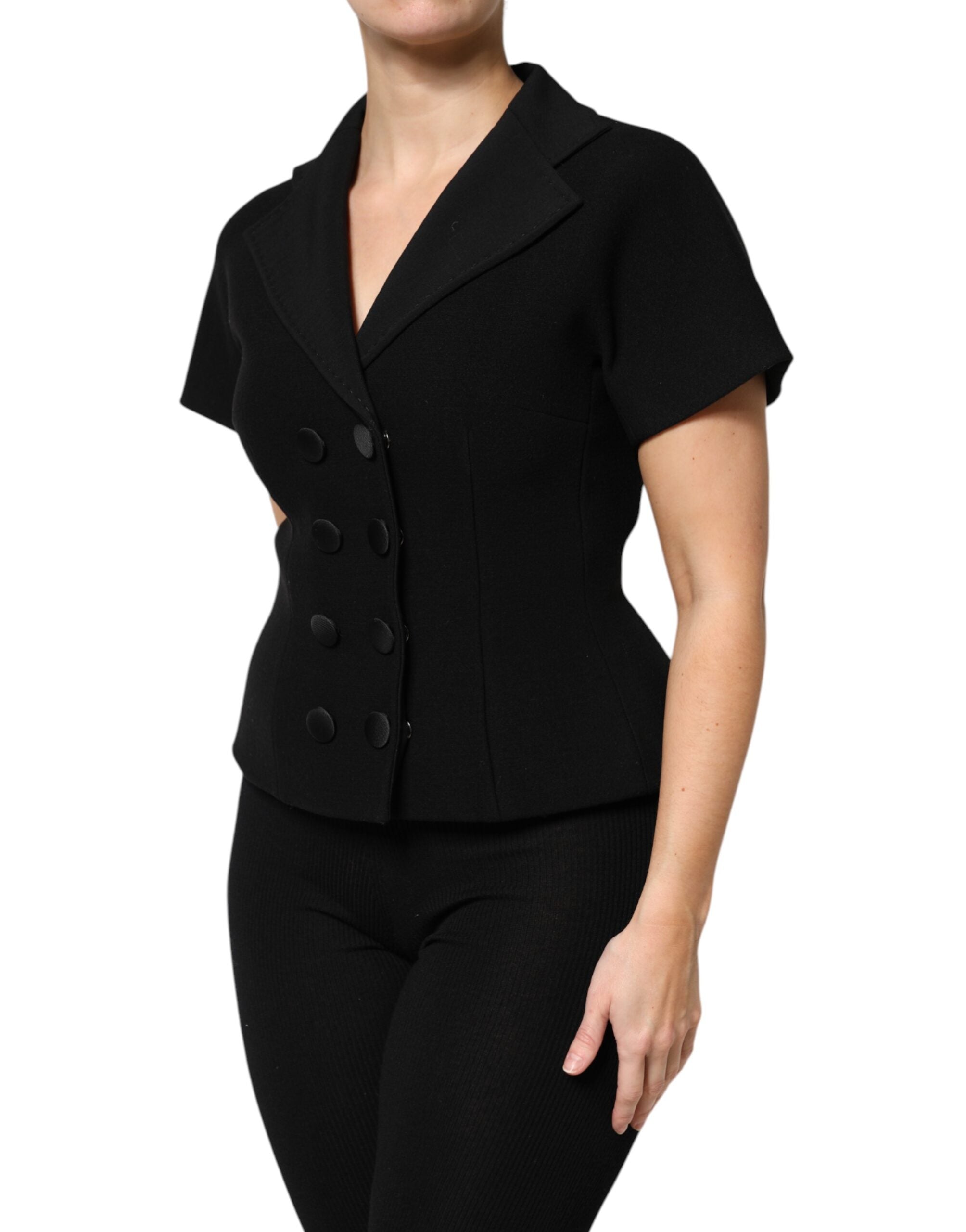 Dolce & Gabbana Black Wool Coat Double-Breasted Jacket-3