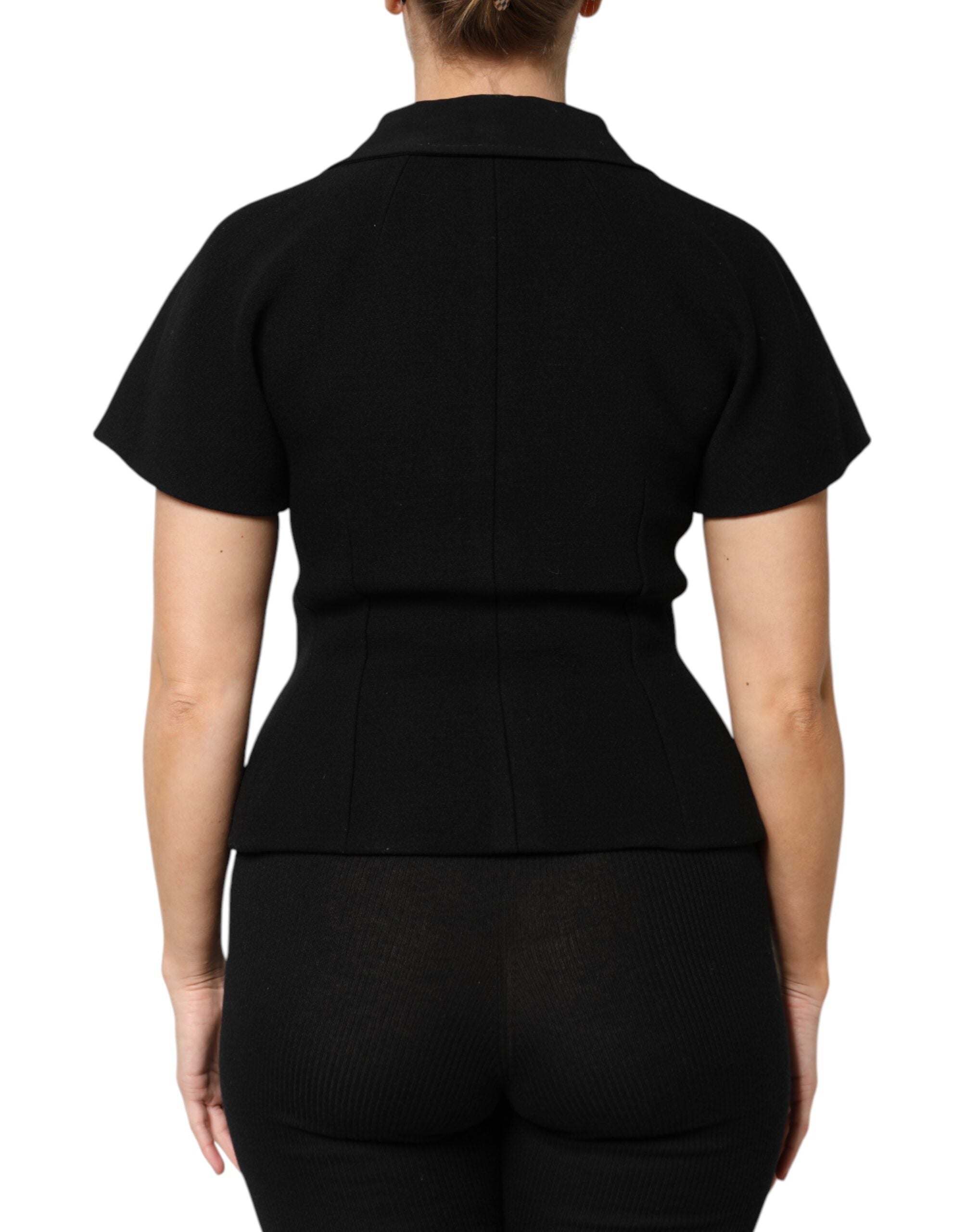Dolce & Gabbana Black Wool Coat Double-Breasted Jacket-4