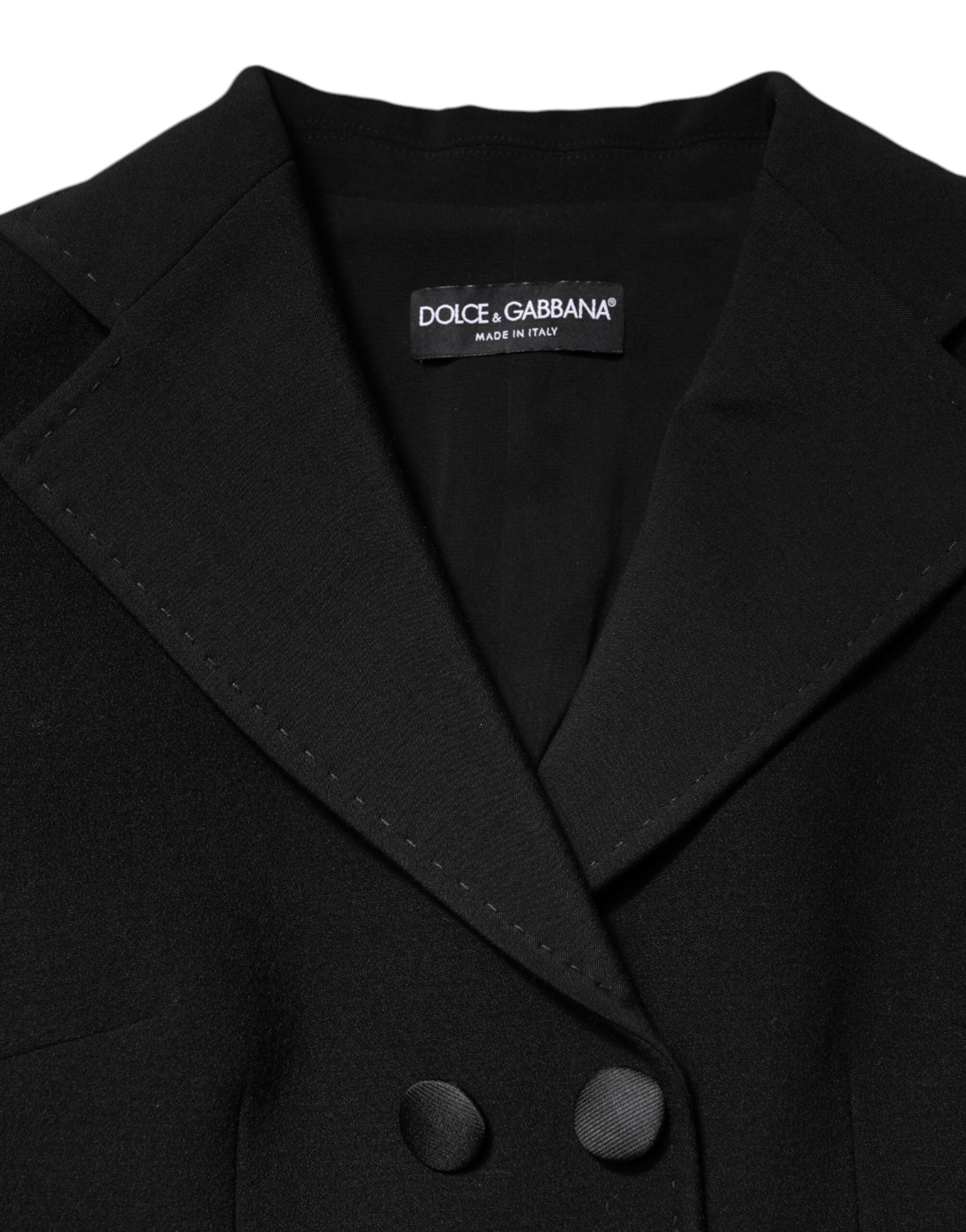 Dolce & Gabbana Black Wool Coat Double-Breasted Jacket-6