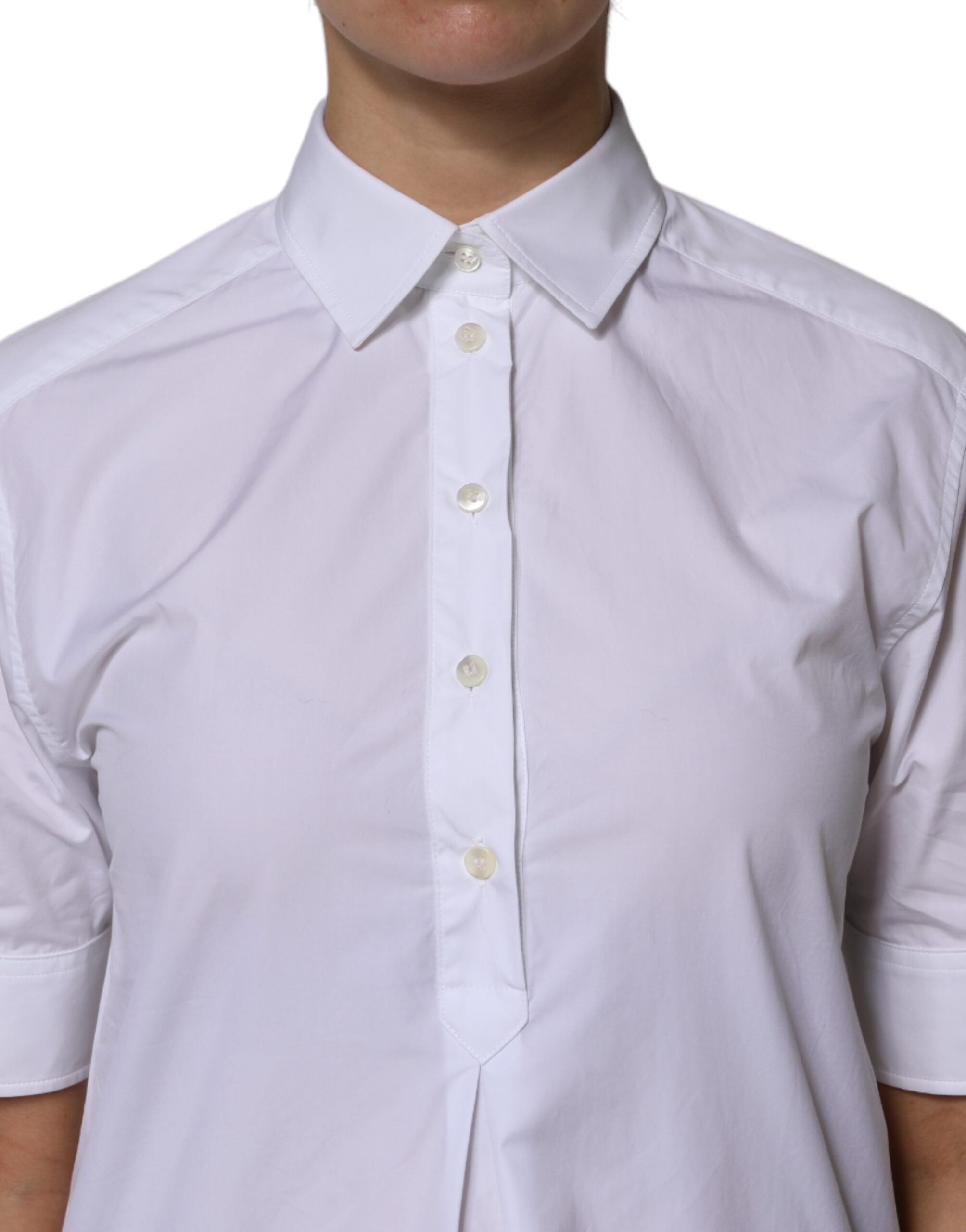 Dolce & Gabbana White Cotton Short Sleeve Polo Shirt with Collar-5
