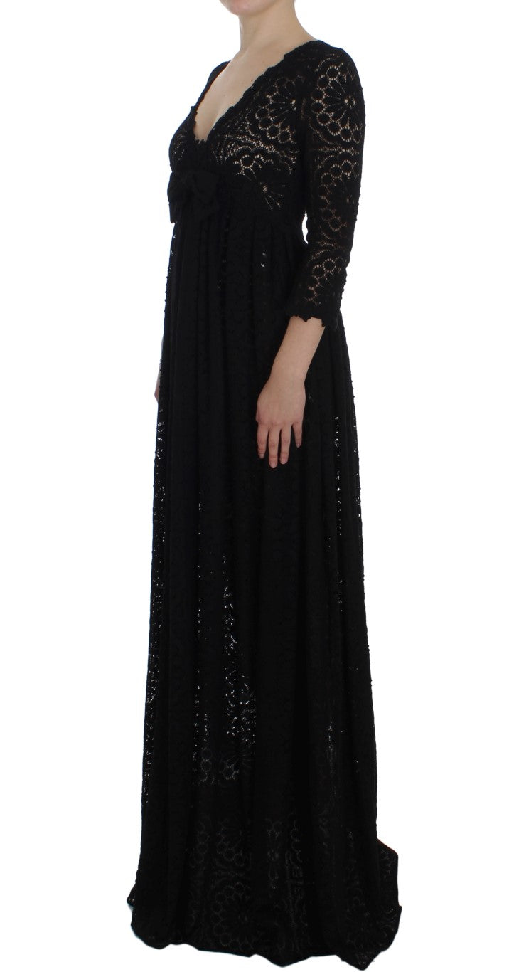 Dolce & Gabbana Schwarzes Ricamo Maxikleid in voller Länge gestrickt-2