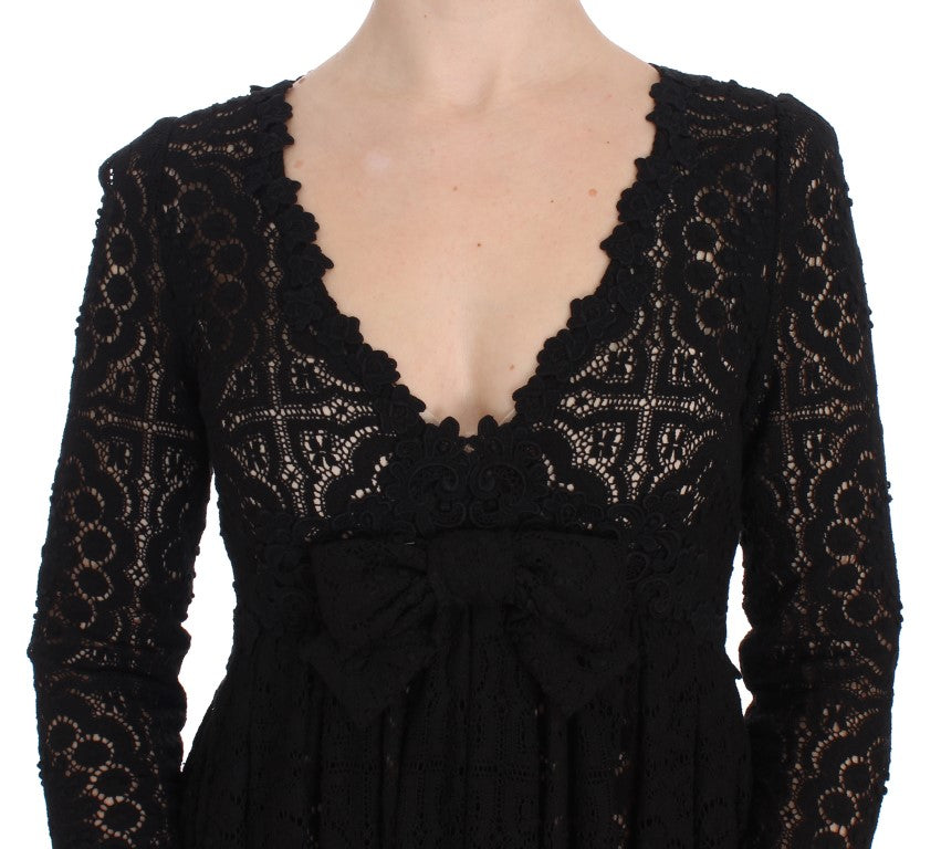 Dolce & Gabbana Schwarzes Ricamo Maxikleid in voller Länge gestrickt-5