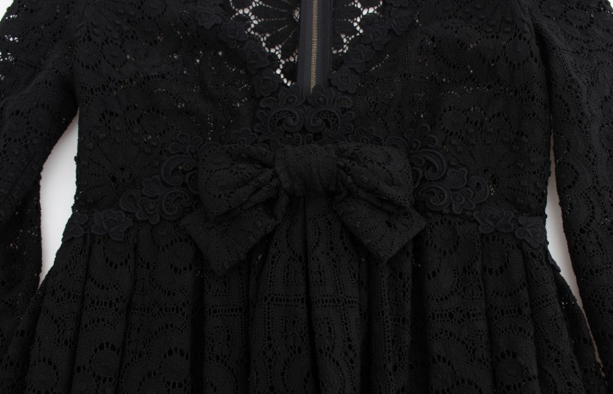 Dolce & Gabbana Schwarzes Ricamo Maxikleid in voller Länge gestrickt-6