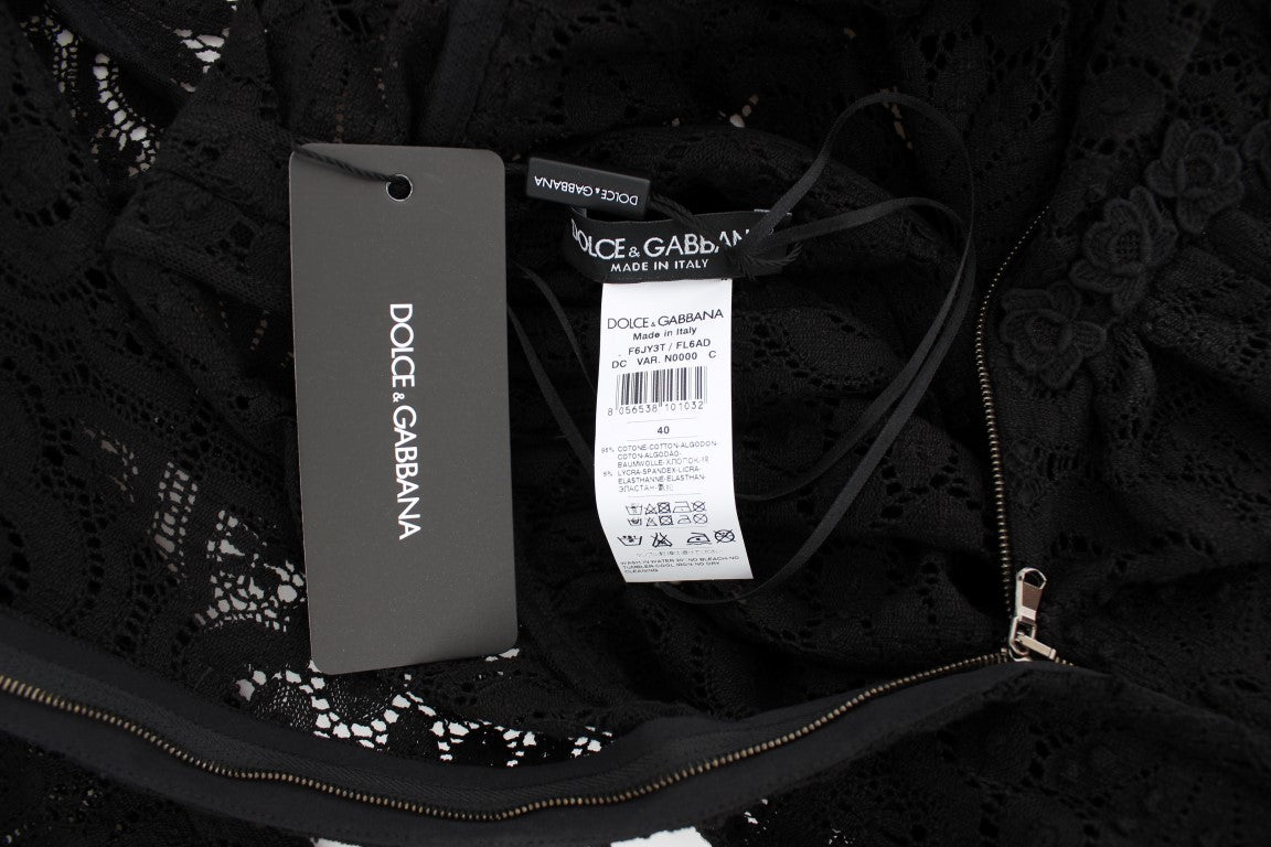 Dolce & Gabbana Schwarzes Ricamo Maxikleid in voller Länge gestrickt-8