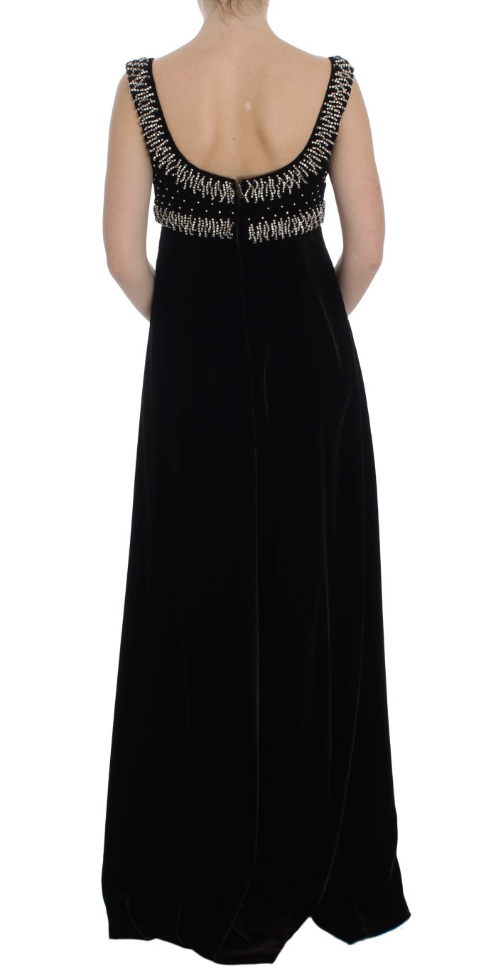 Dolce & Gabbana Braunes Samt-Kristall-Etuikleid-3