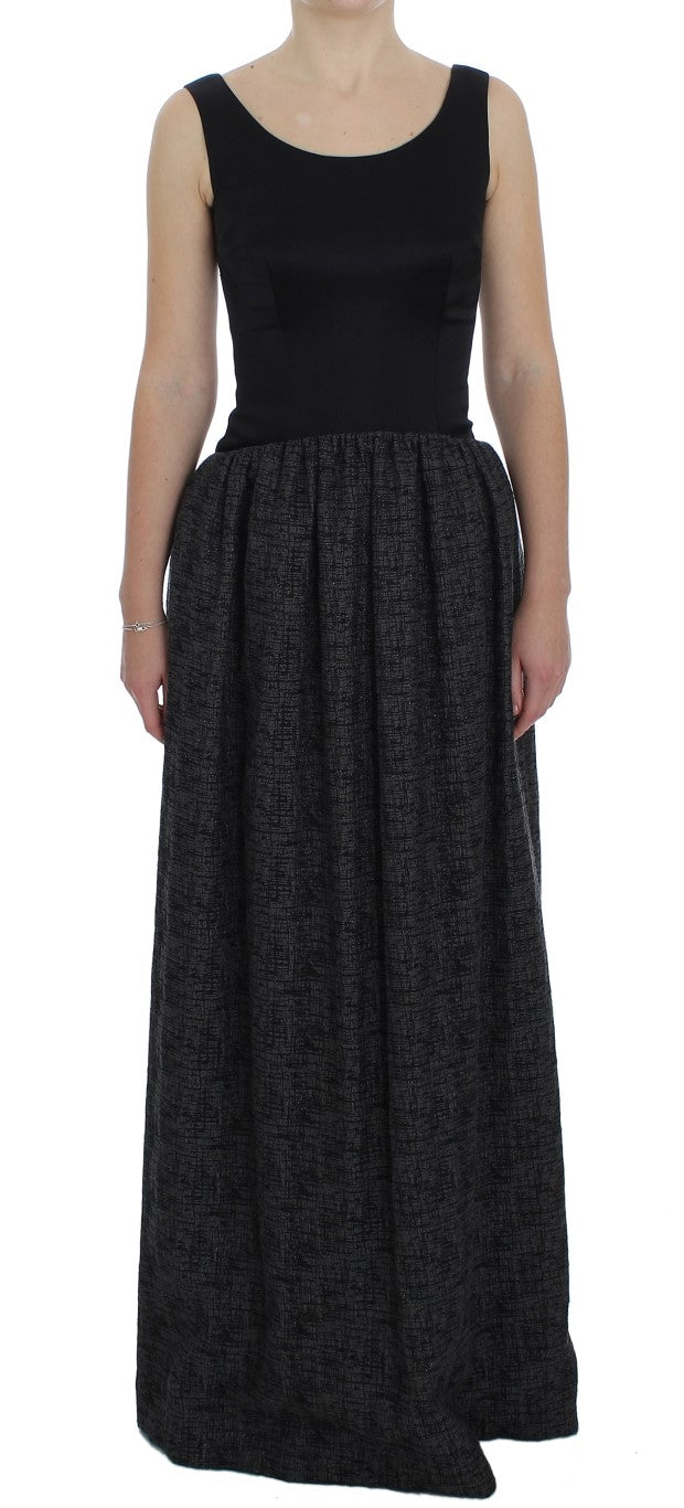 Dolce & Gabbana Schwarzes graues Etuikleid in voller Länge-1