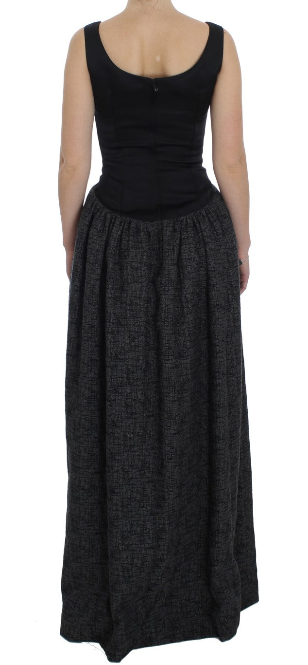 Dolce & Gabbana Schwarzes graues Etuikleid in voller Länge-3