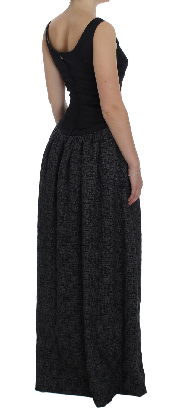 Dolce & Gabbana Schwarzes graues Etuikleid in voller Länge-4