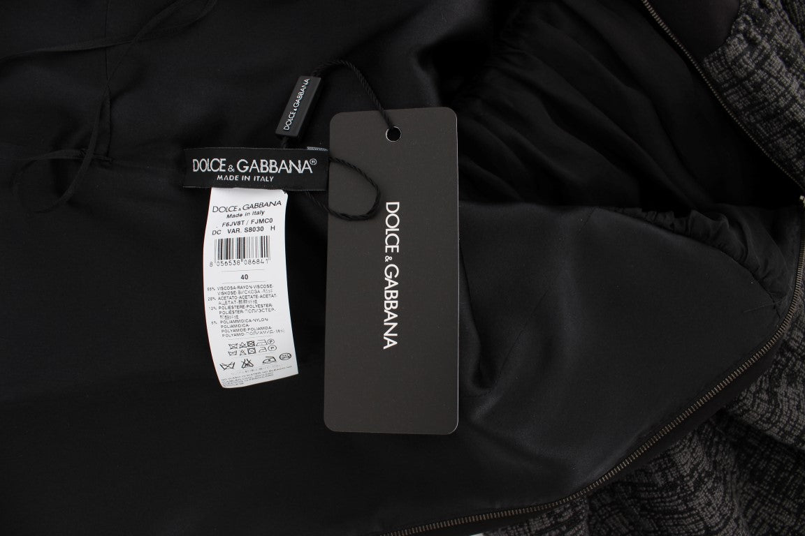 Dolce & Gabbana Schwarzes graues Etuikleid in voller Länge-7