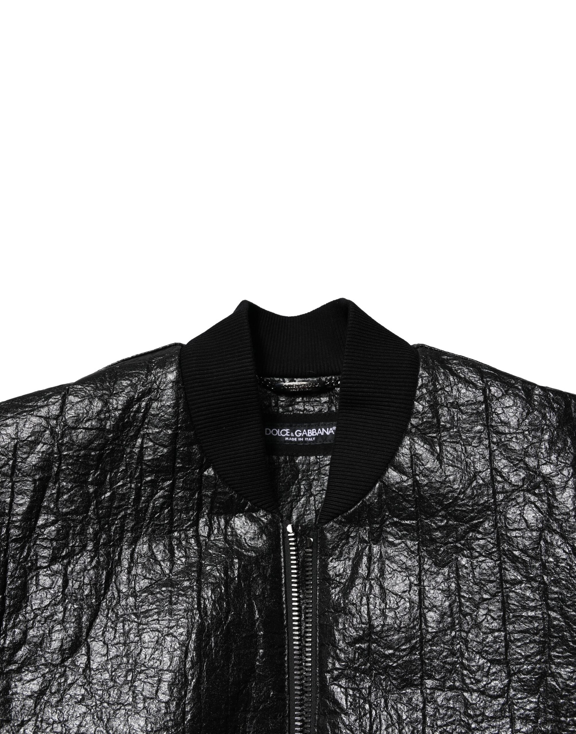 Dolce & Gabbana Black Logo Plaque Bomber Jacket with Zipper-5