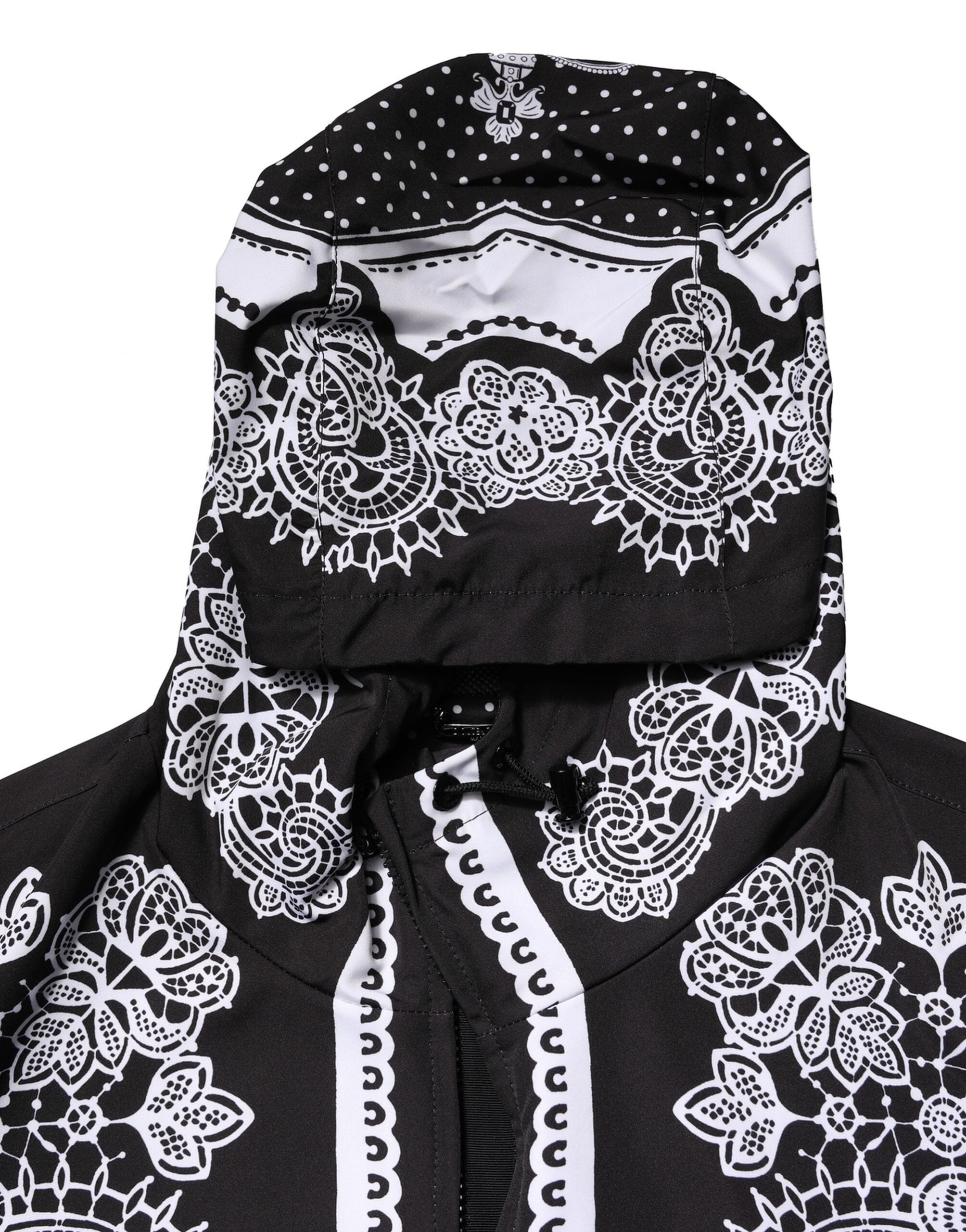 Dolce & Gabbana Black Bandana Print Bomber Jacket with Hood-5
