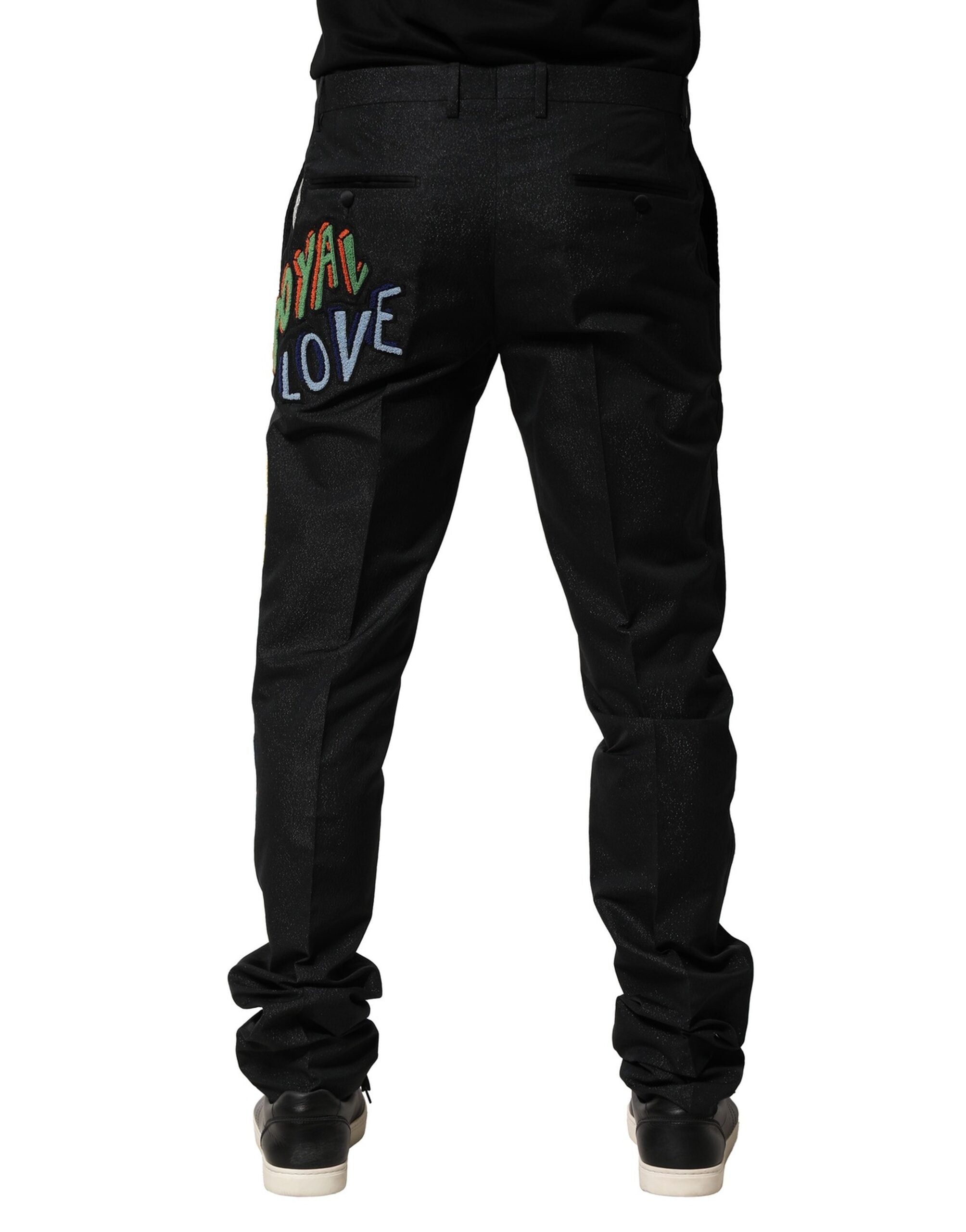 Dolce & Gabbana Black Graphic Embroidery Men's Trousers-4