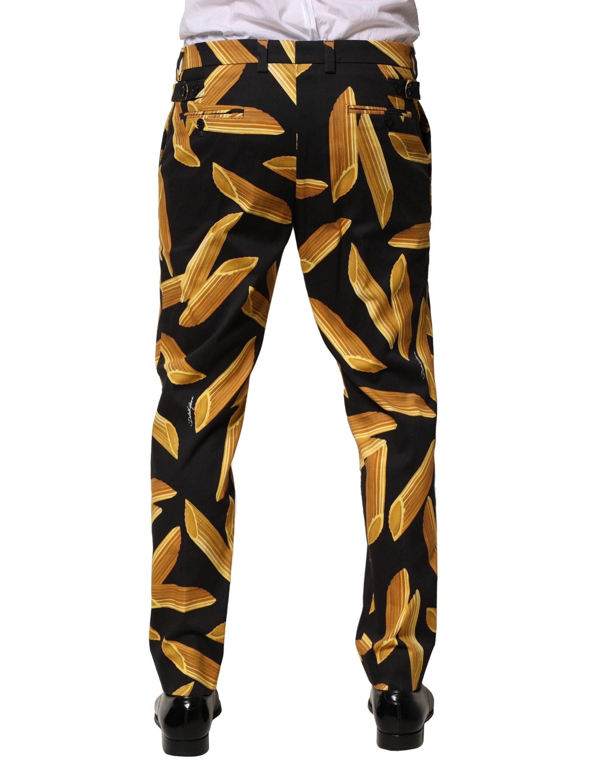 Dolce & Gabbana Schwarze Pasta Print konisch zulaufende Herrenhosen-4