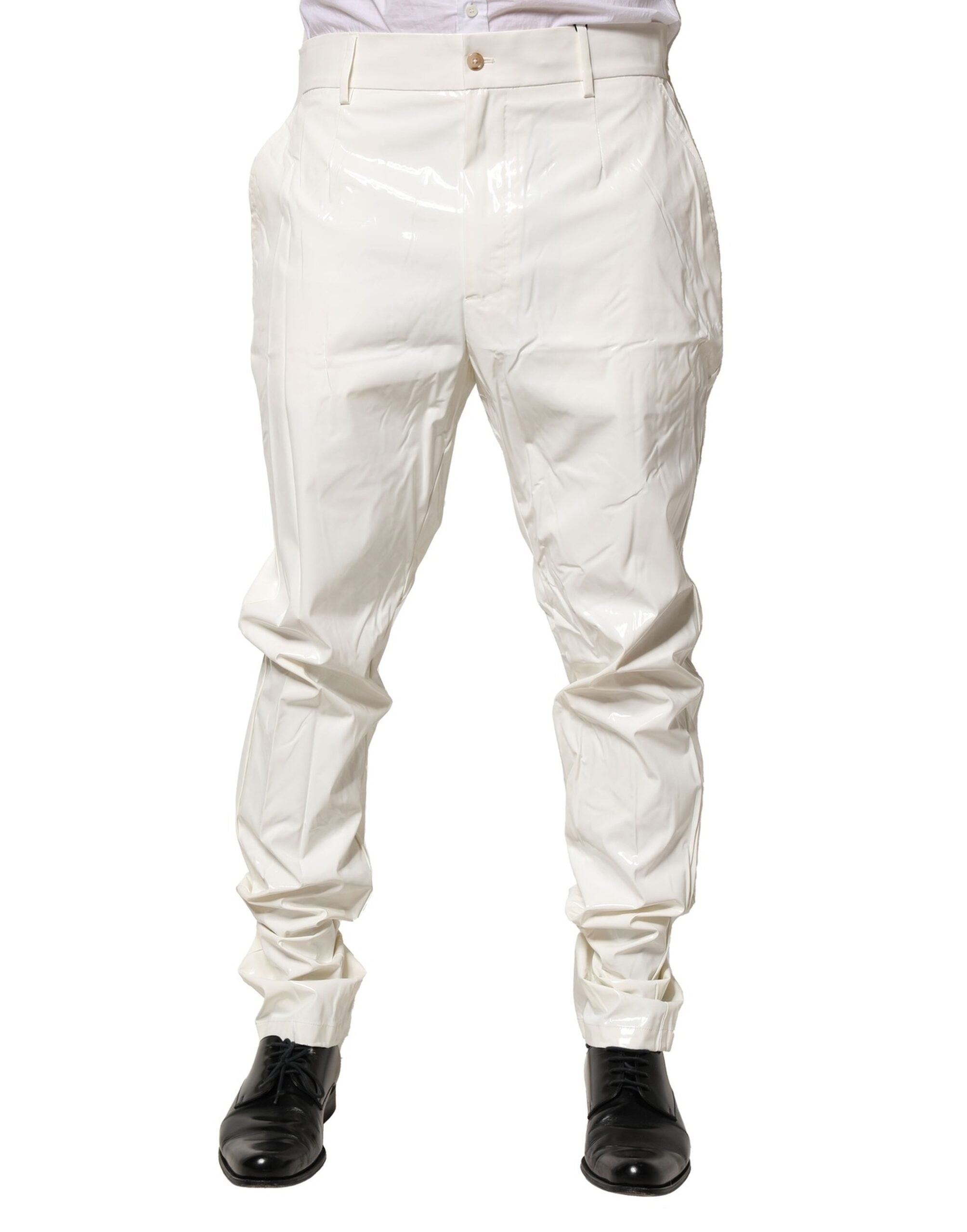 Dolce & Gabbana White Nylon Tapered Men's Trousers-1