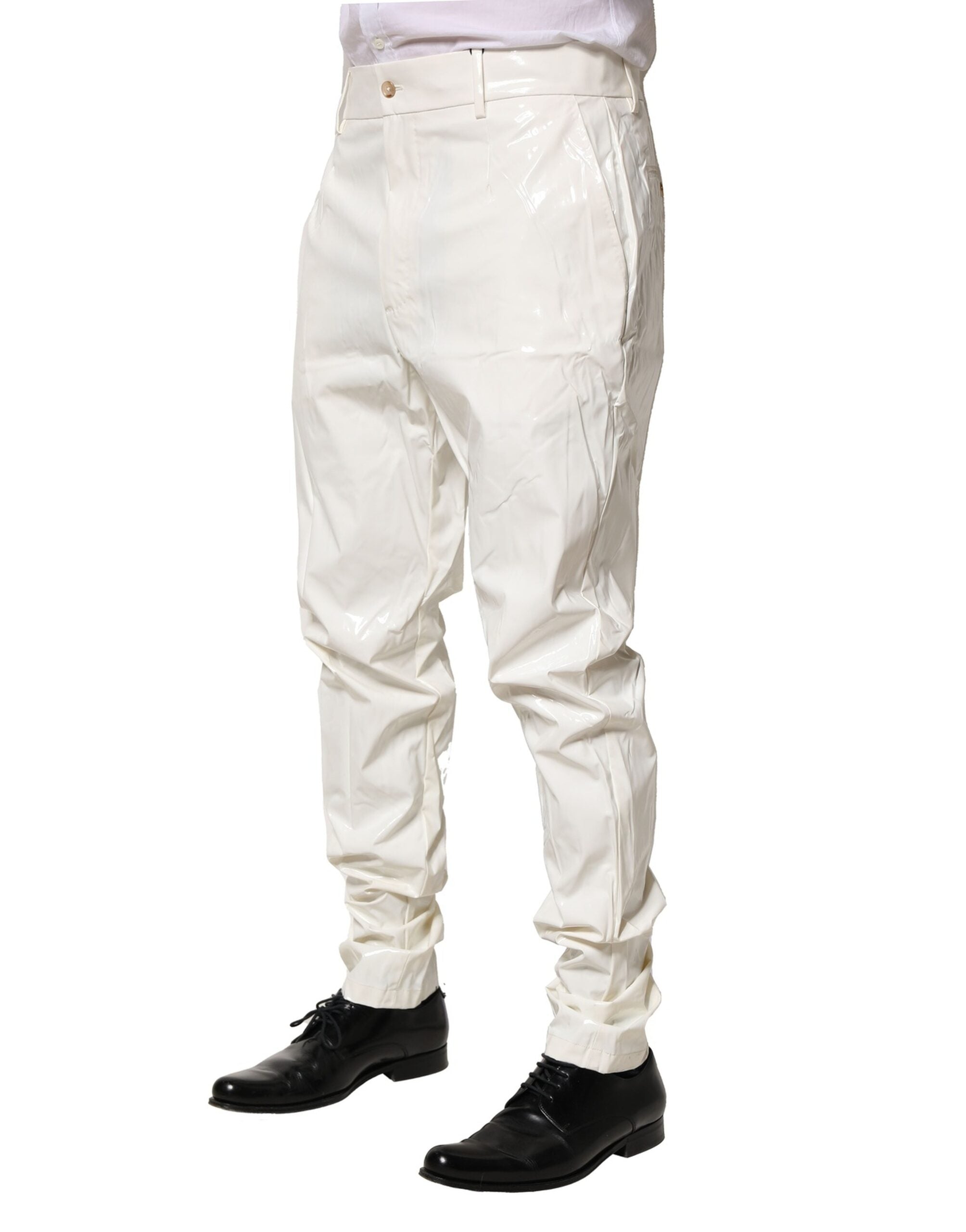Dolce & Gabbana White Nylon Tapered Men's Trousers-3