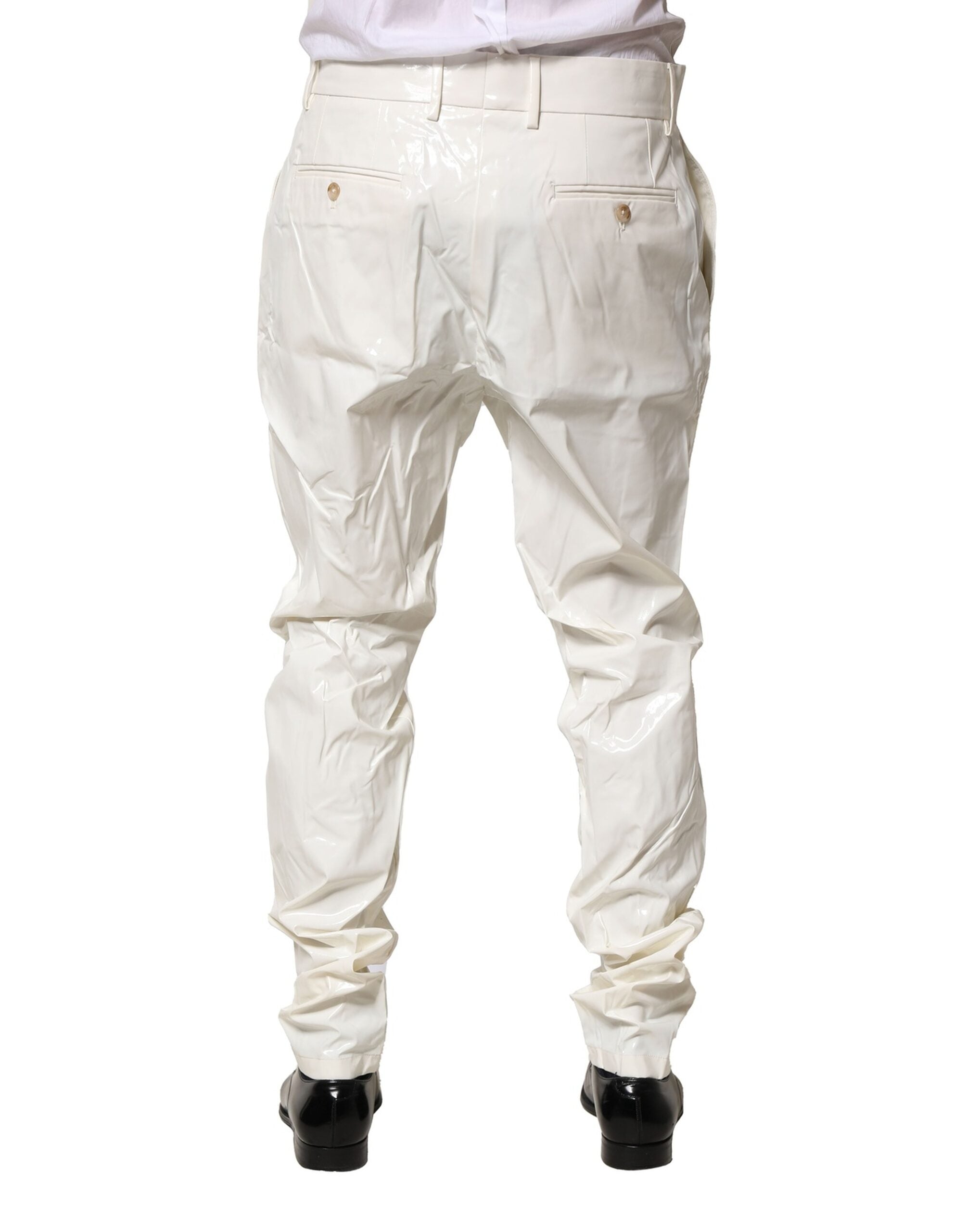 Dolce & Gabbana White Nylon Tapered Men's Trousers-4