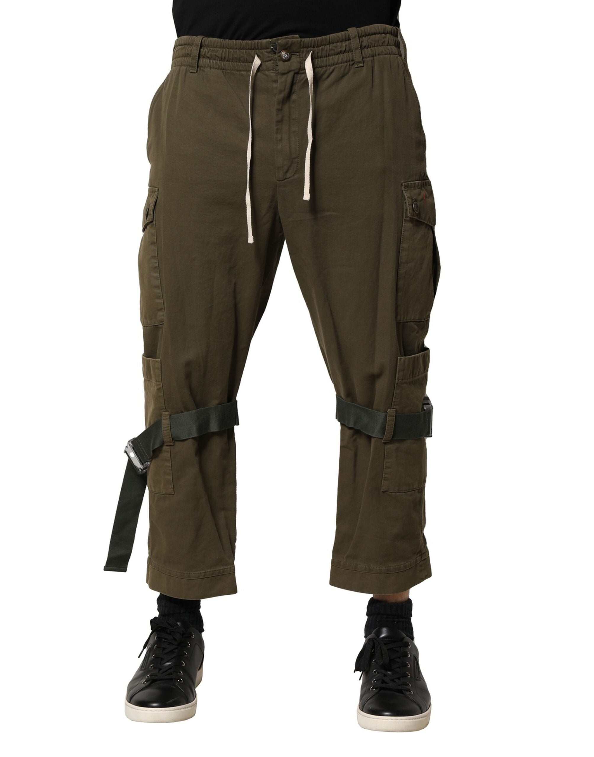 Dolce & Gabbana Braune Baumwoll-Cargo-Hose mit Kordelzug-2