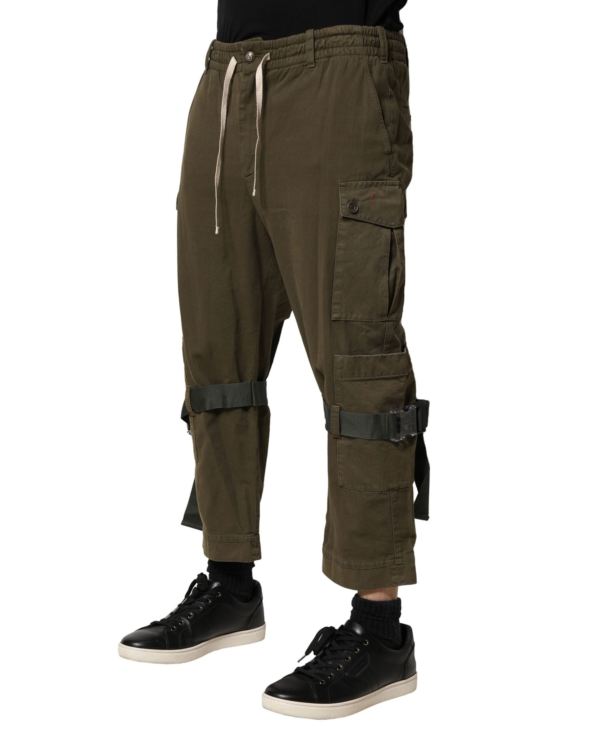 Dolce & Gabbana Braune Baumwoll-Cargo-Hose mit Kordelzug-3