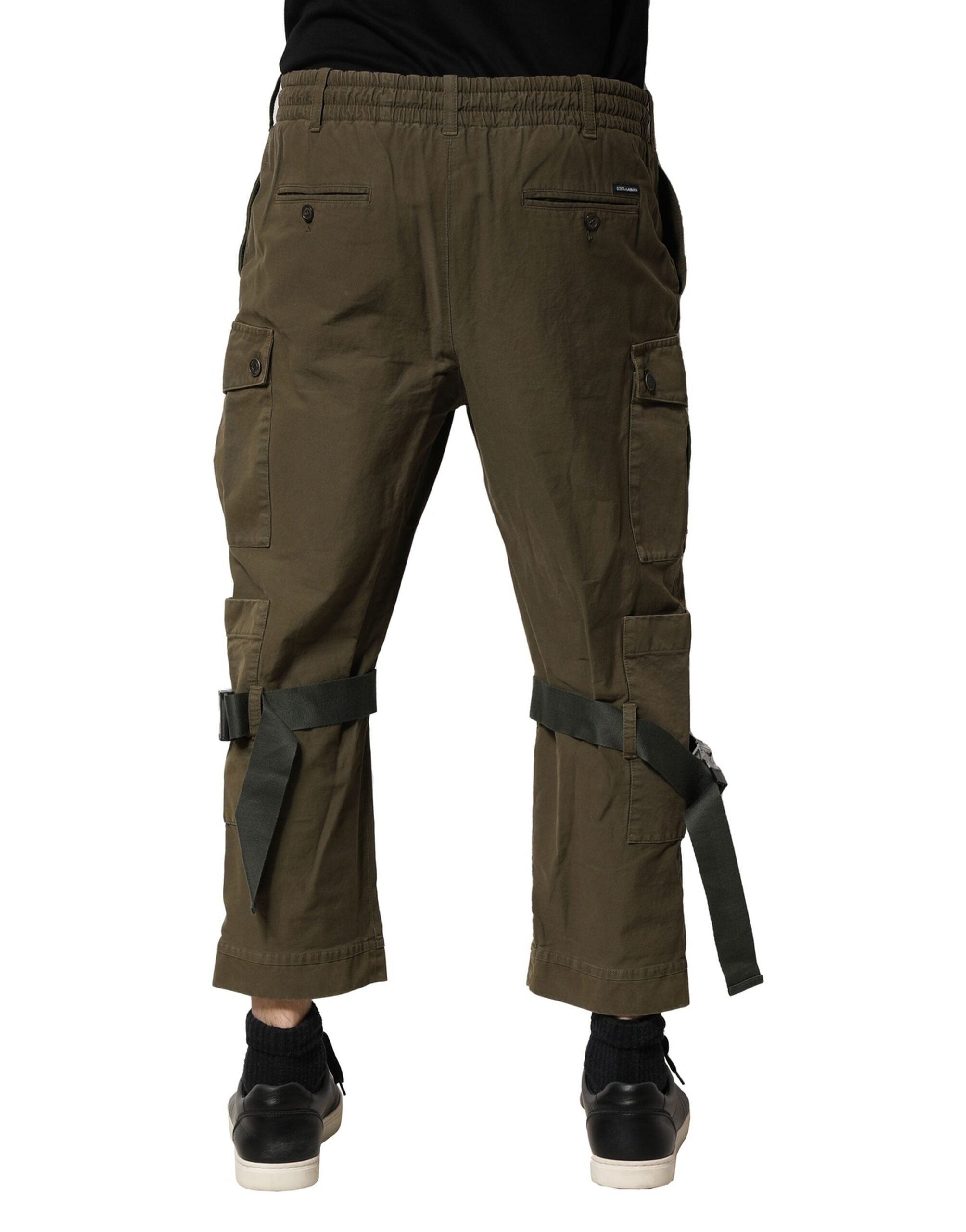 Dolce & Gabbana Braune Baumwoll-Cargo-Hose mit Kordelzug-4