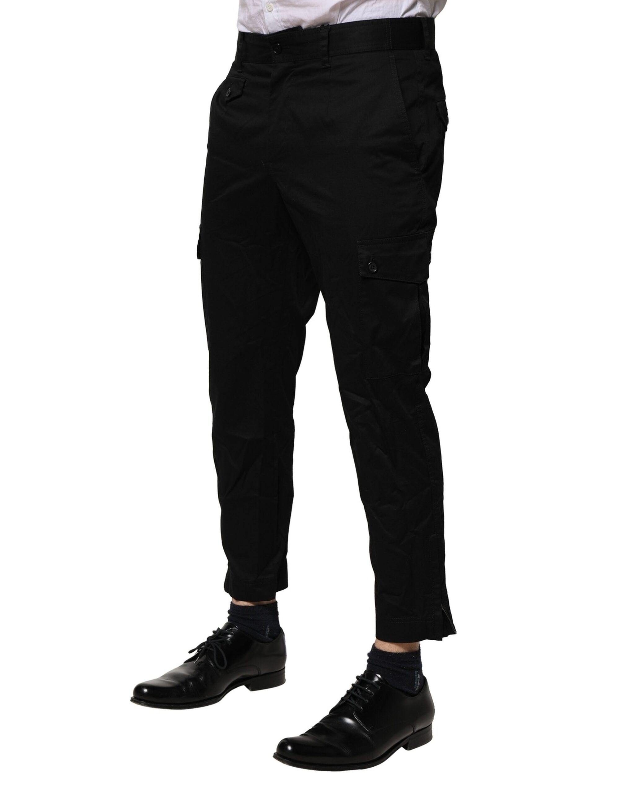 Dolce & Gabbana Schwarzes Baumwollkleid Slim Formal Pants-3