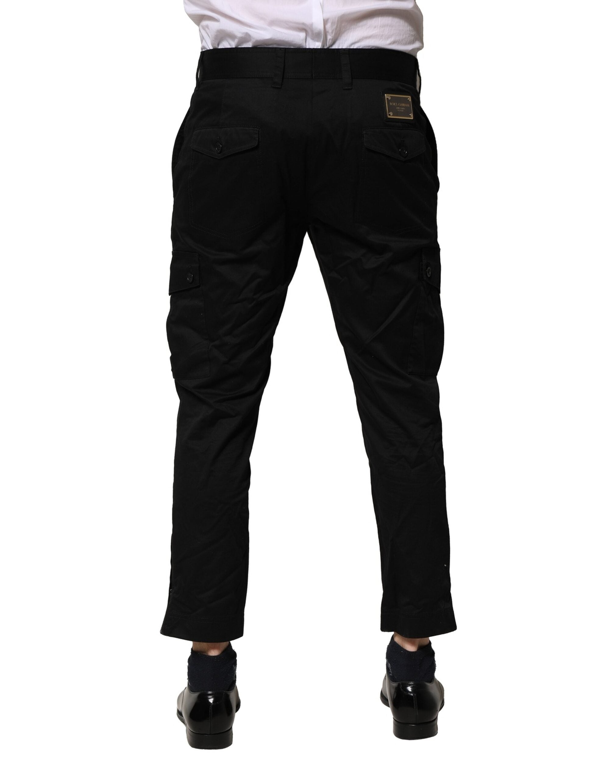 Dolce & Gabbana Schwarzes Baumwollkleid Slim Formal Pants-4