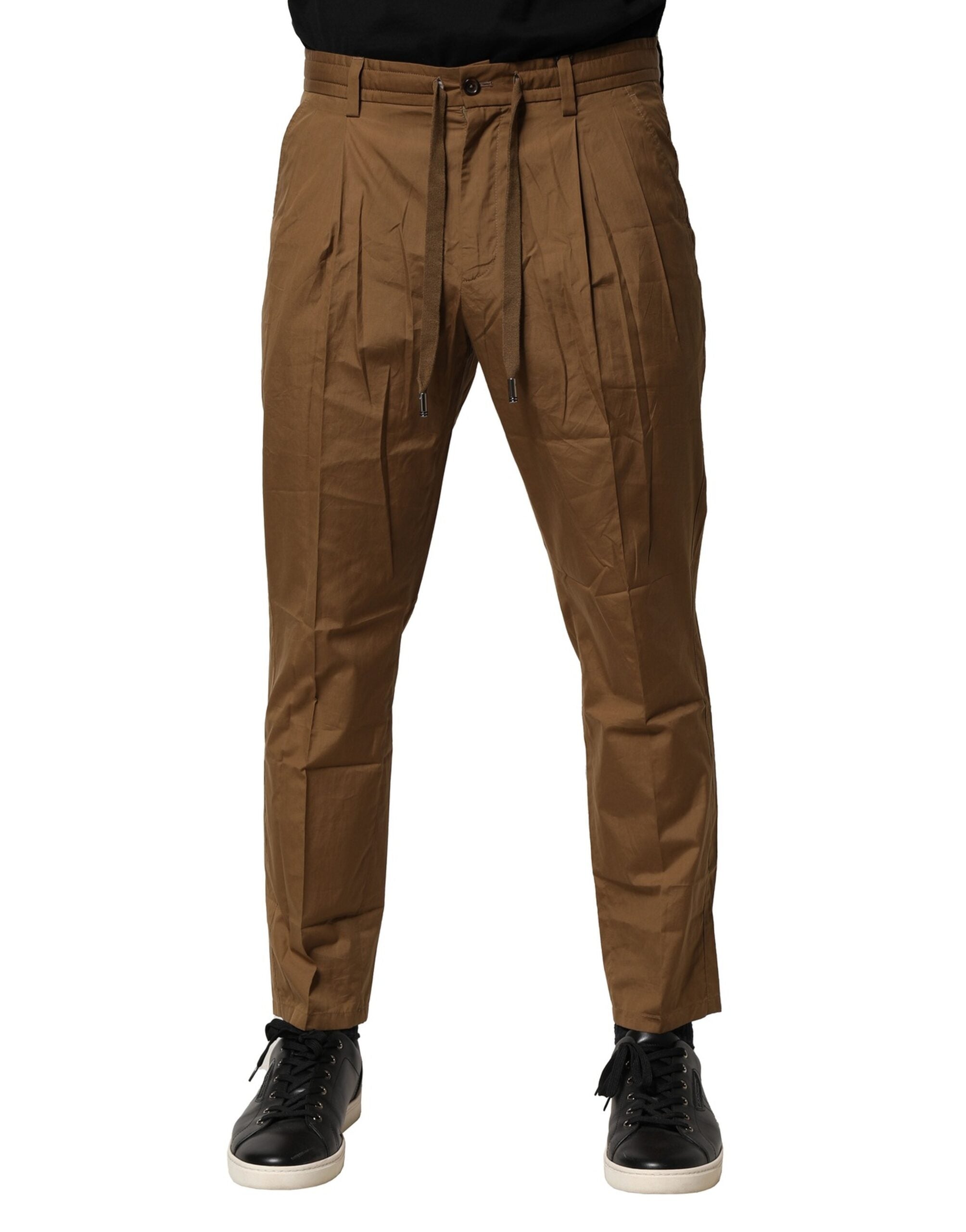 Dolce & Gabbana Braun Baumwolle Chino Mid Taille Männer Hosen-2