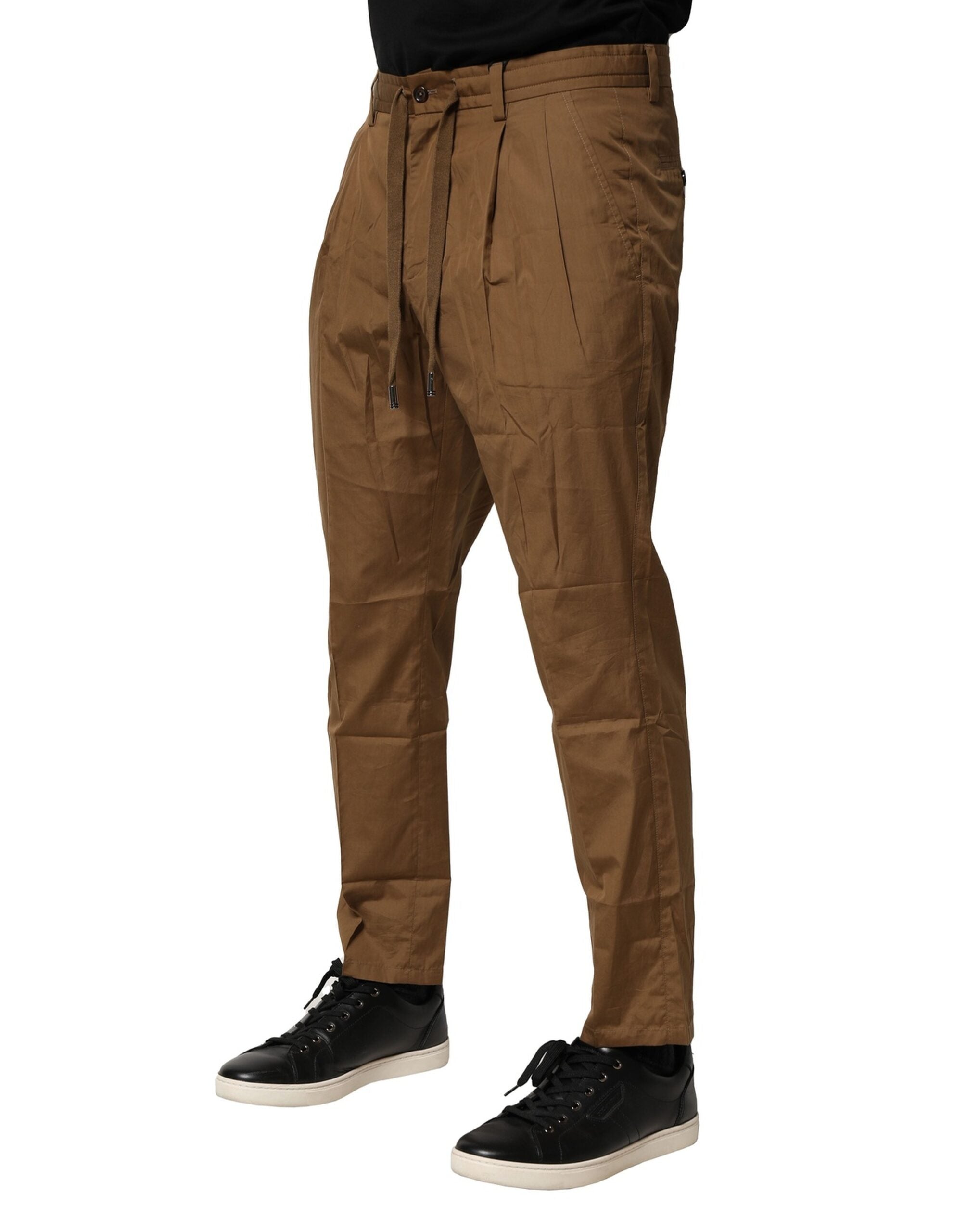 Dolce & Gabbana Braun Baumwolle Chino Mid Taille Männer Hosen-3