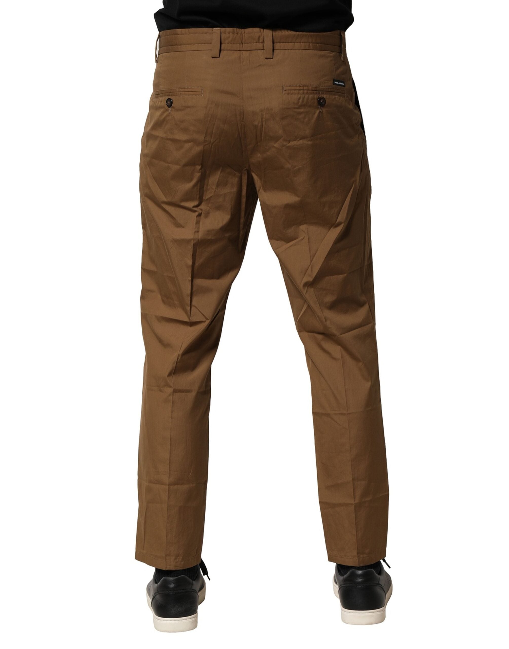 Dolce & Gabbana Braun Baumwolle Chino Mid Taille Männer Hosen-4