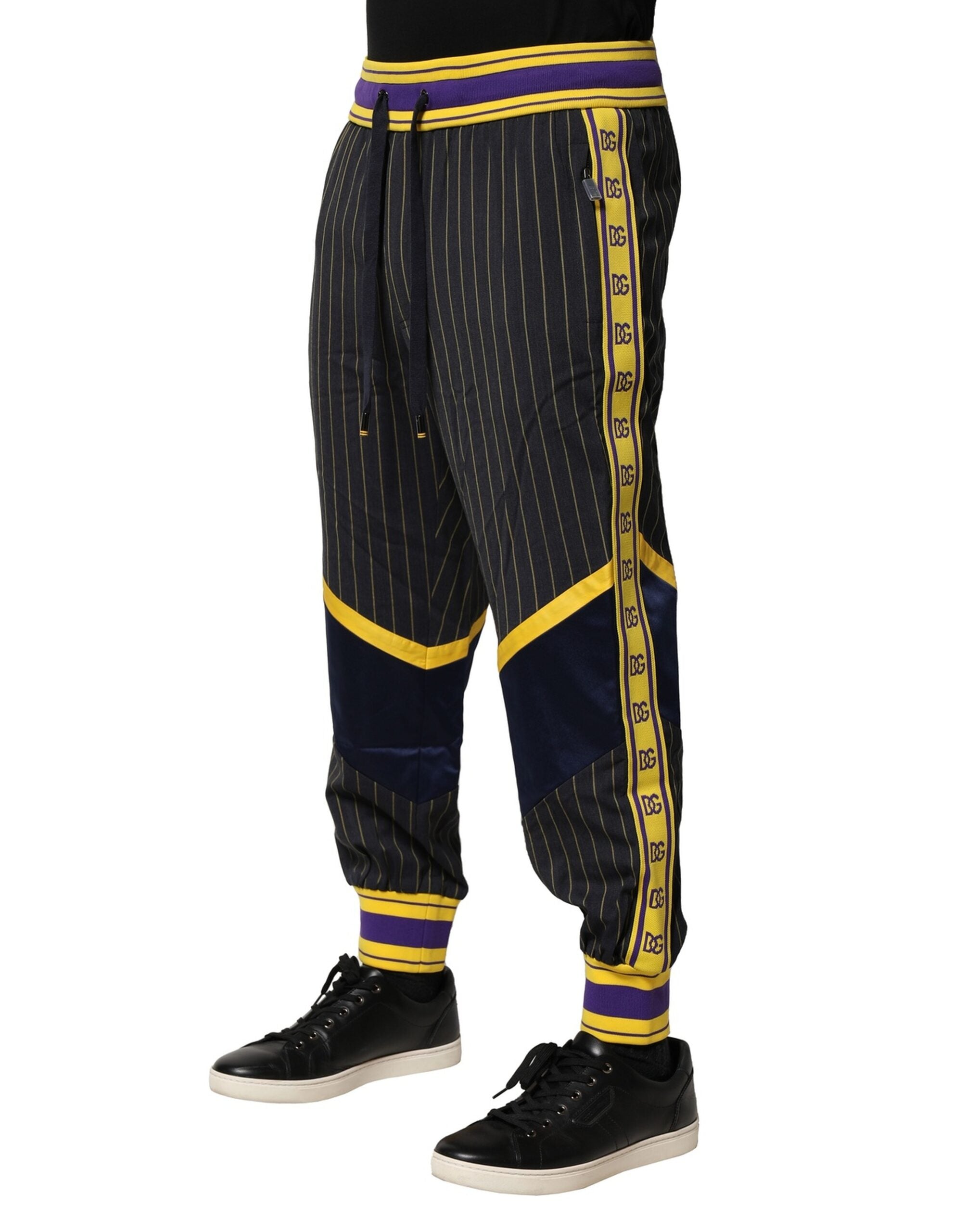 Pantalones jogger de lana a rayas multicolor de Dolce & Gabbana-3