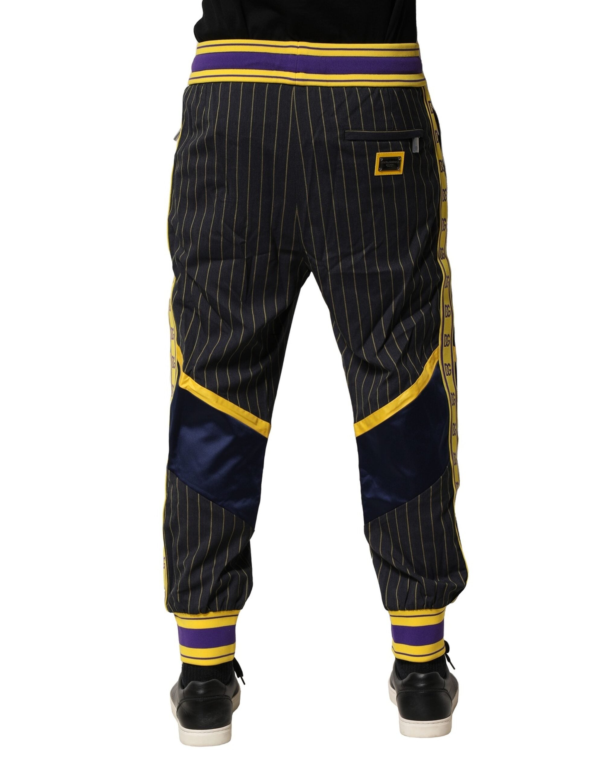 Pantalones jogger de lana a rayas multicolor de Dolce & Gabbana-4