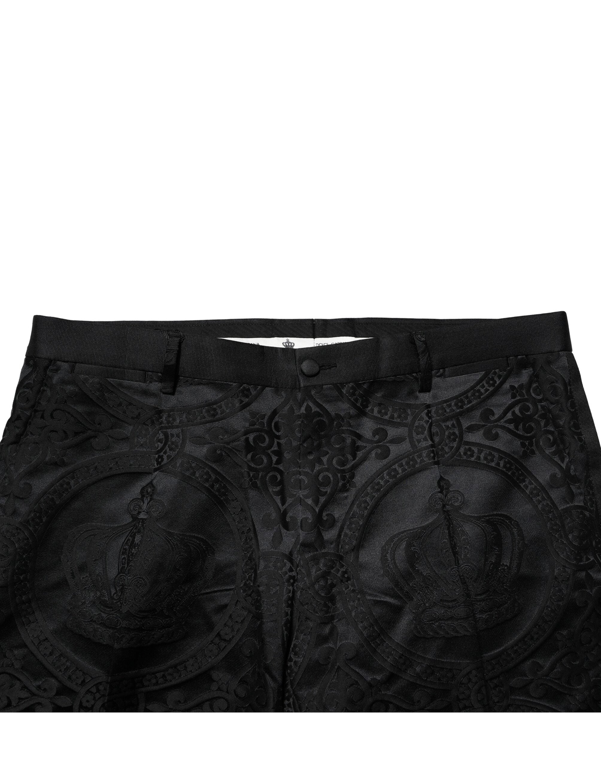 Dolce & Gabbana Black Cotton DG Crown Dress Pants-5