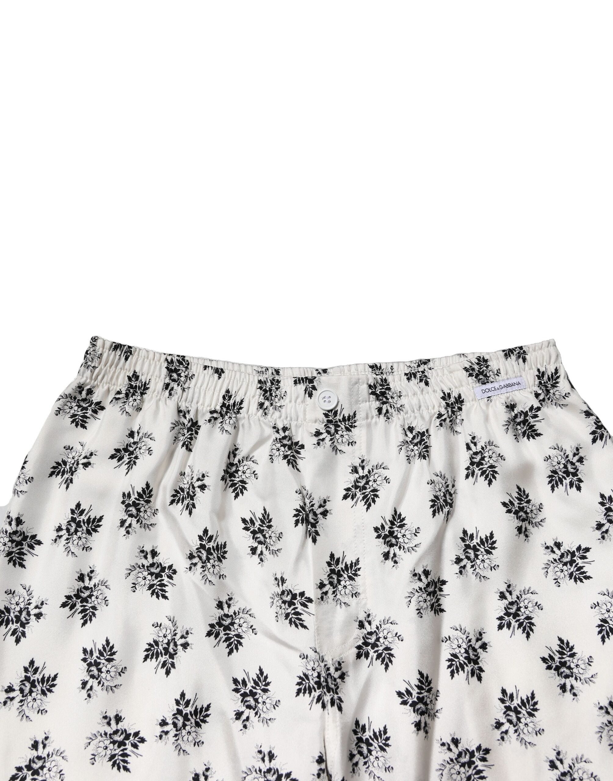 Dolce & Gabbana Weiße, geblümte Seiden-Lounge-Hose-5