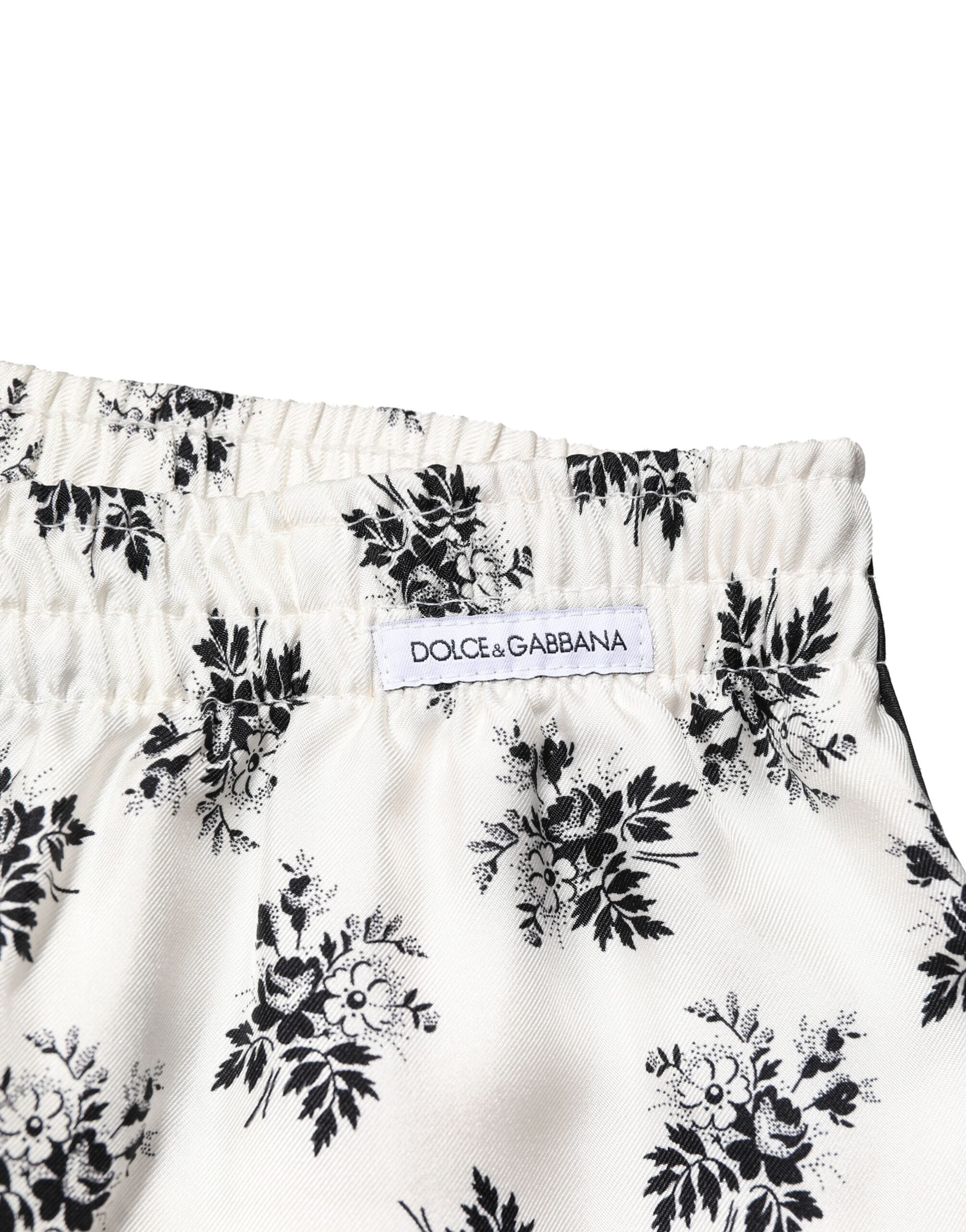 Dolce & Gabbana Weiße, geblümte Seiden-Lounge-Hose-6