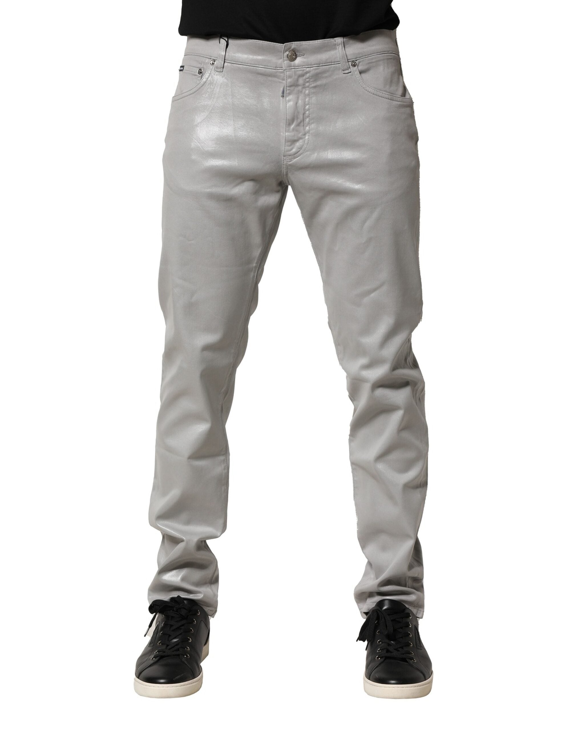Dolce & Gabbana Silver Cotton Stretch Denim Jeans-2