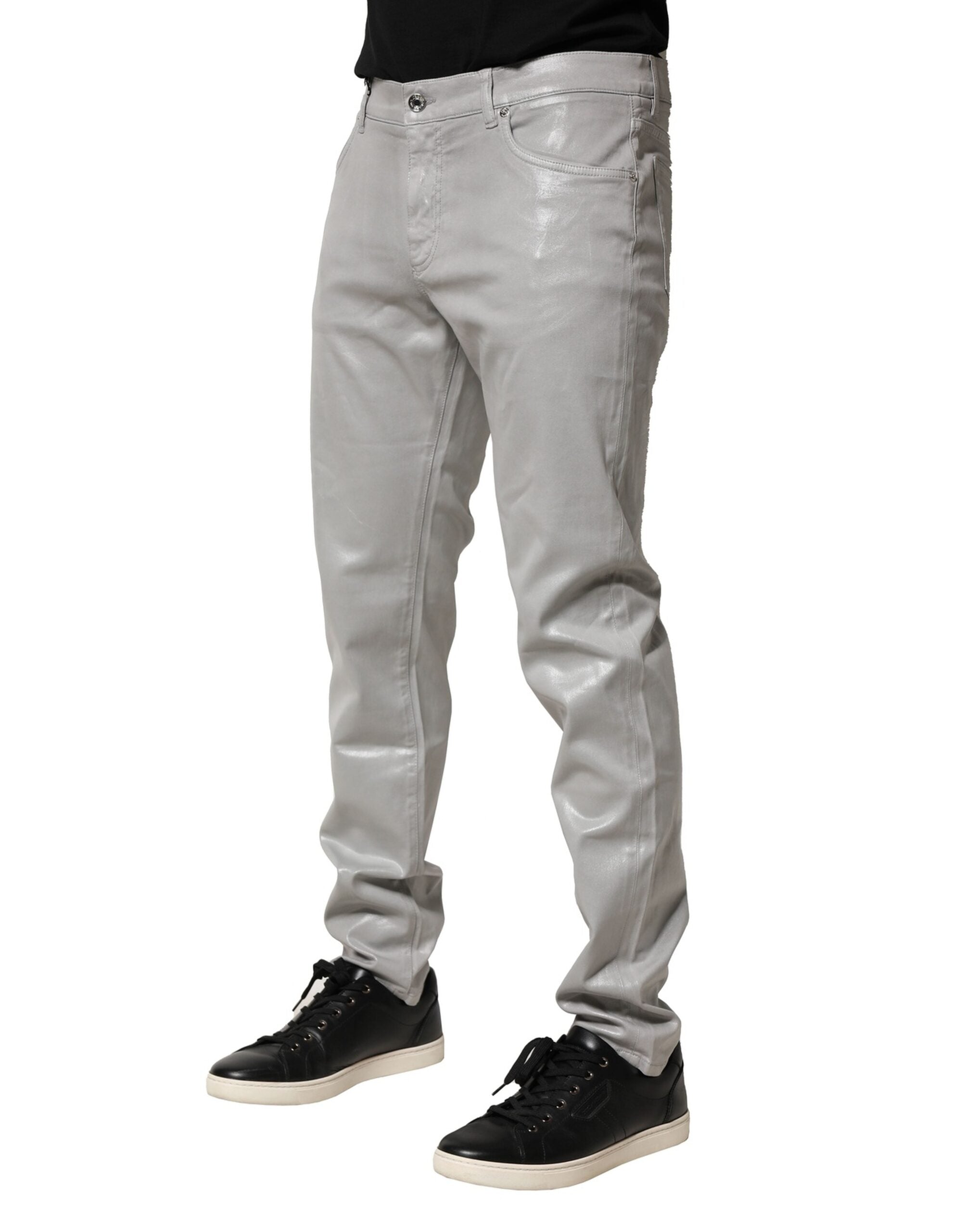 Dolce & Gabbana Silver Cotton Stretch Denim Jeans-3