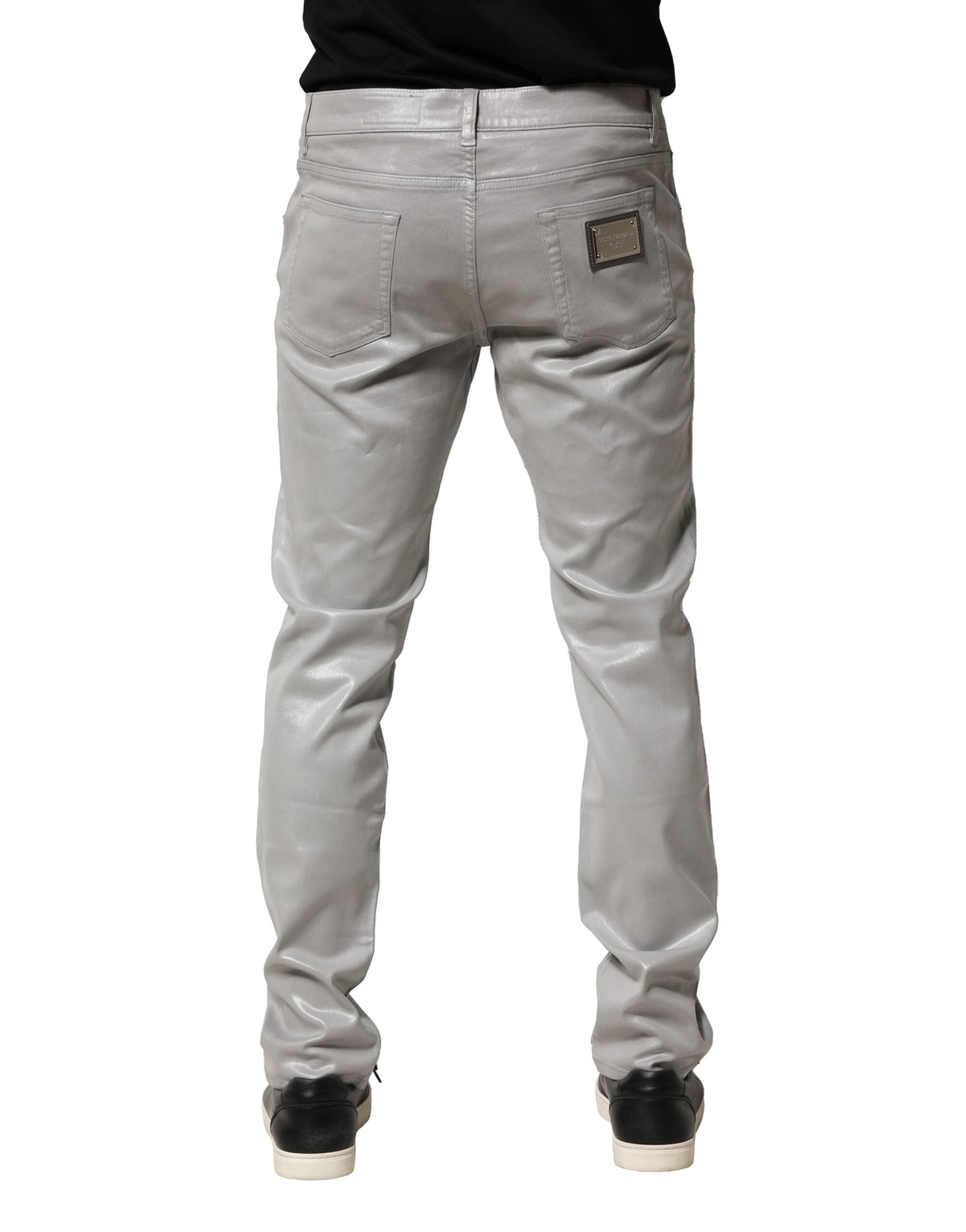 Dolce & Gabbana Silver Cotton Stretch Denim Jeans-4
