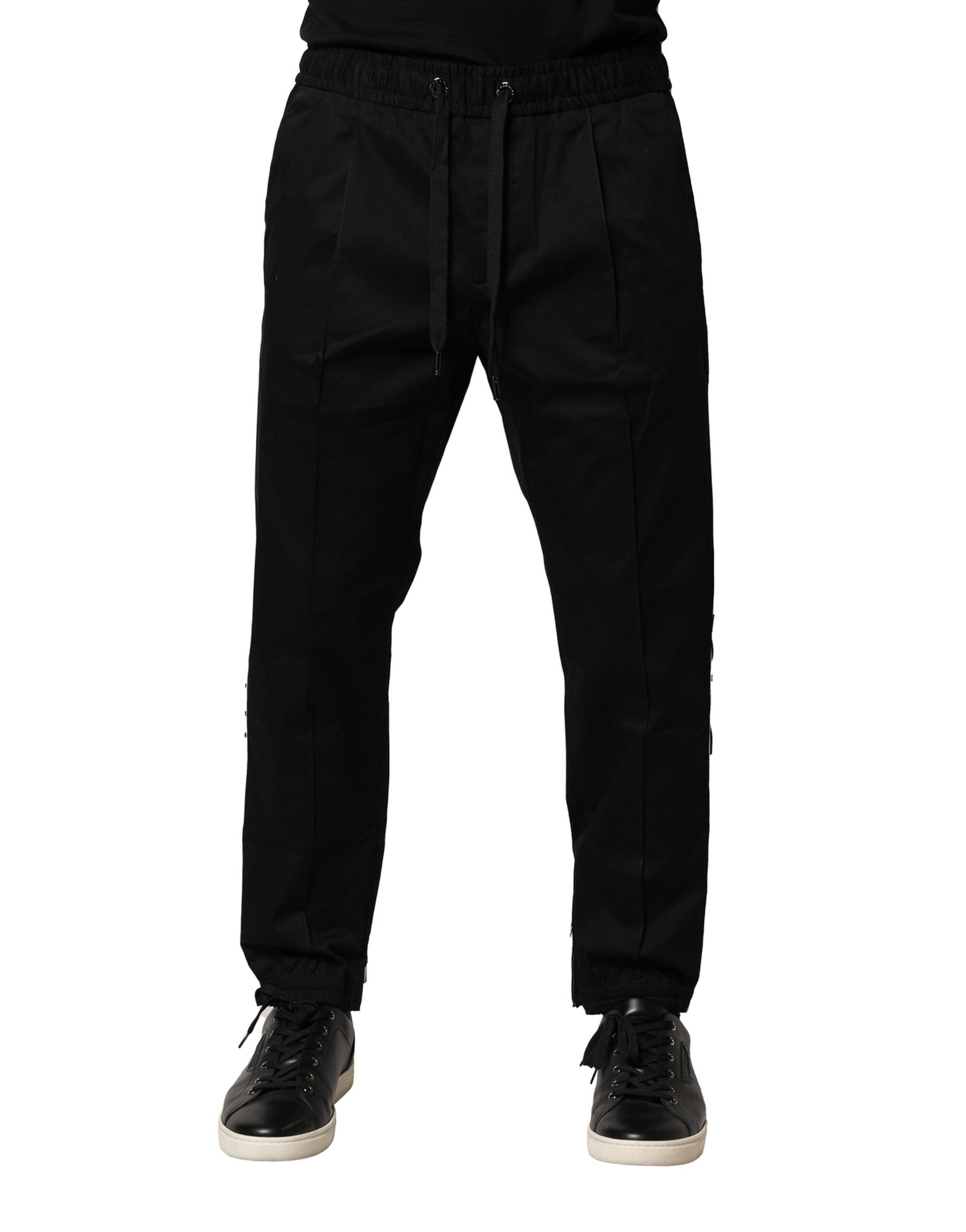 Dolce & Gabbana Black Cotton Jogger Trousers with Mid Waist-2