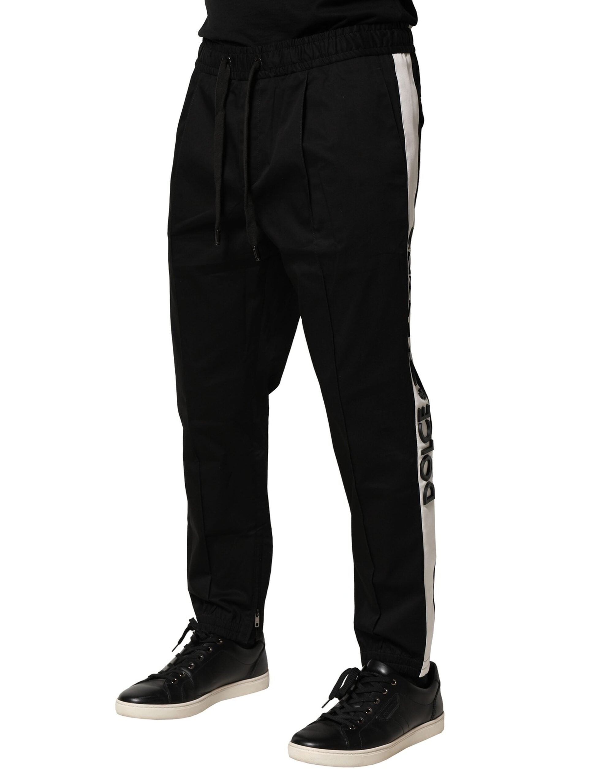 Dolce & Gabbana Black Cotton Jogger Trousers with Mid Waist-3