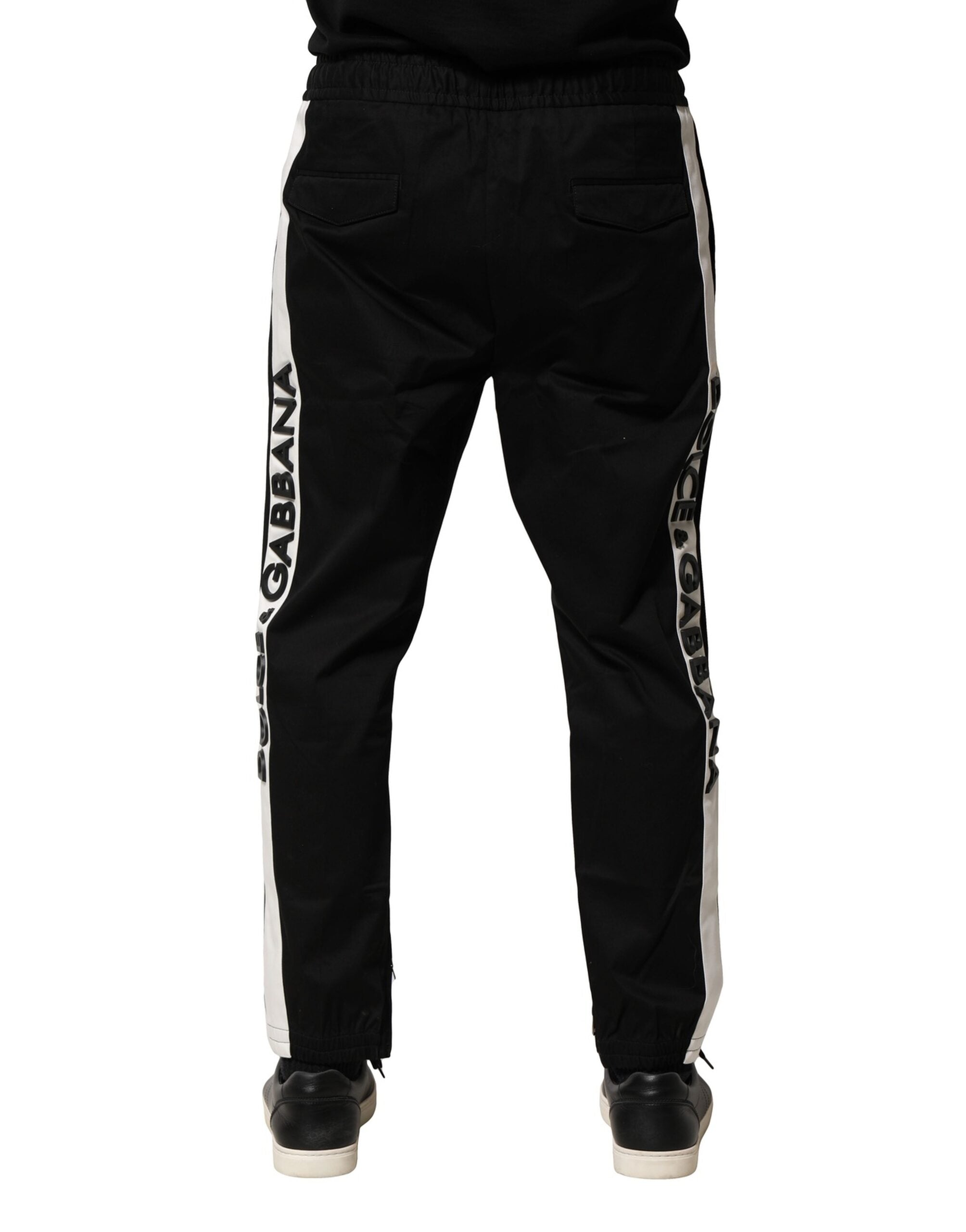 Dolce & Gabbana Black Cotton Jogger Trousers with Mid Waist-4