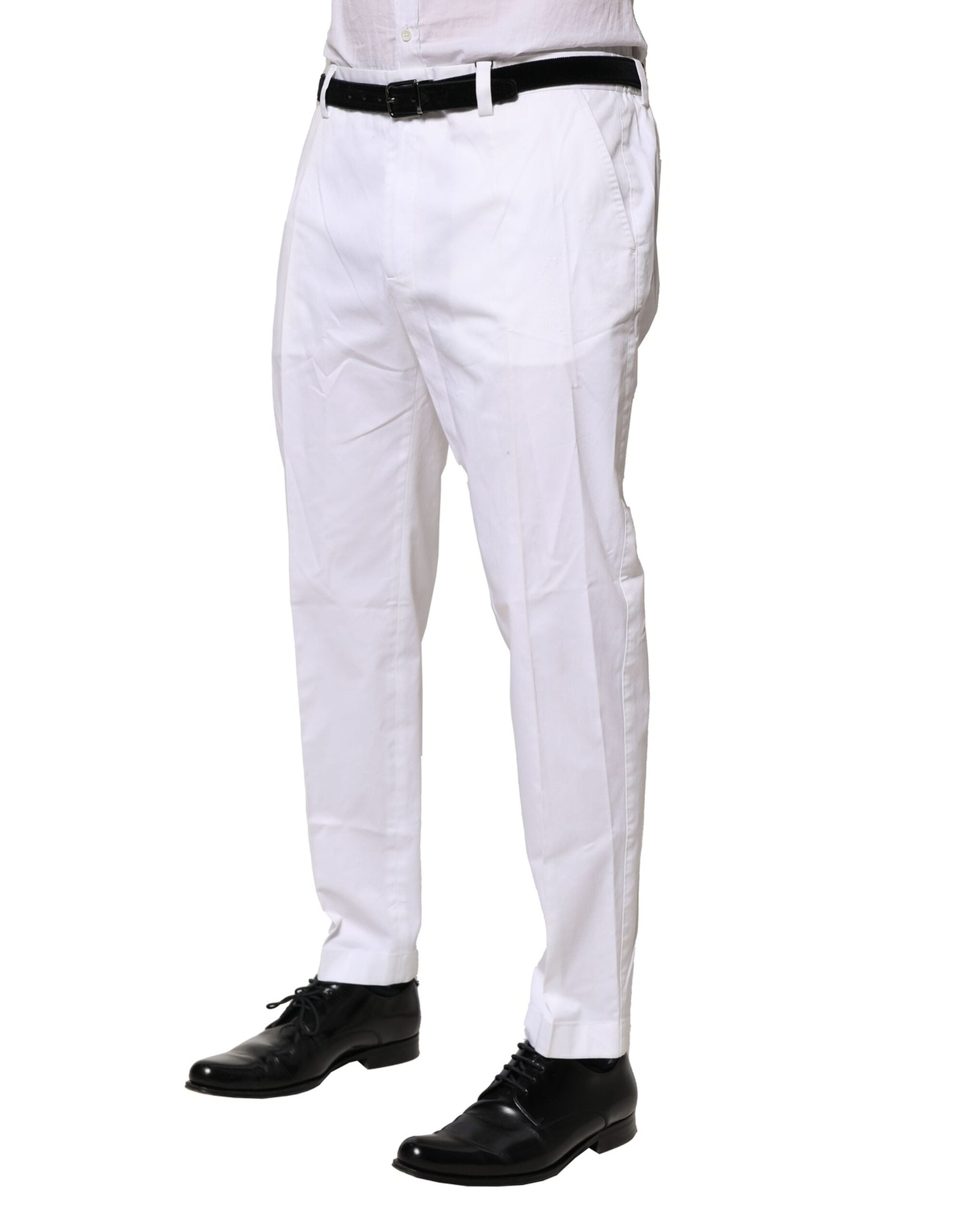 Vestido de algodón blanco Dolce & Gabbana Pantalones formales ajustados-3