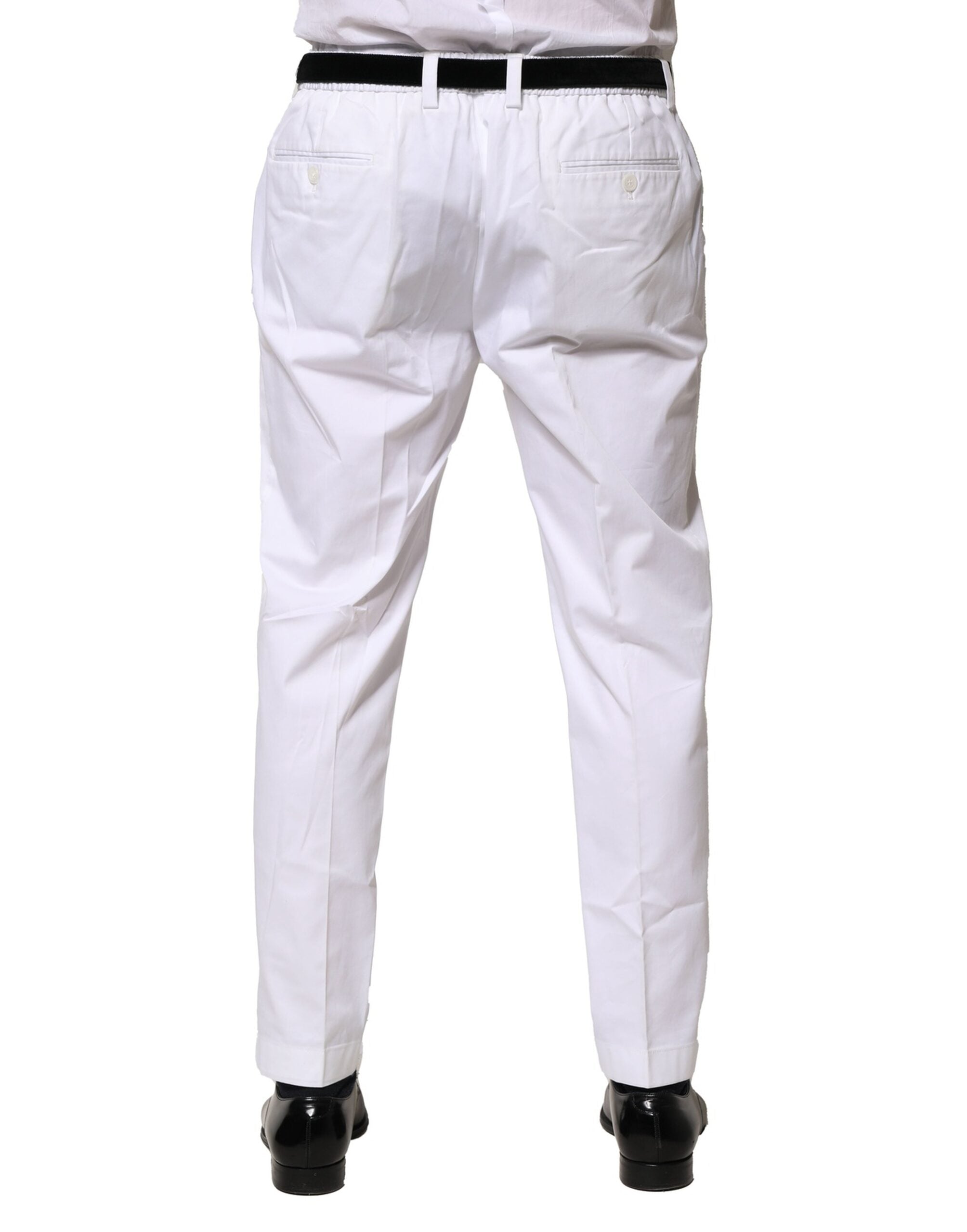Vestido de algodón blanco Dolce & Gabbana Pantalones formales ajustados-4