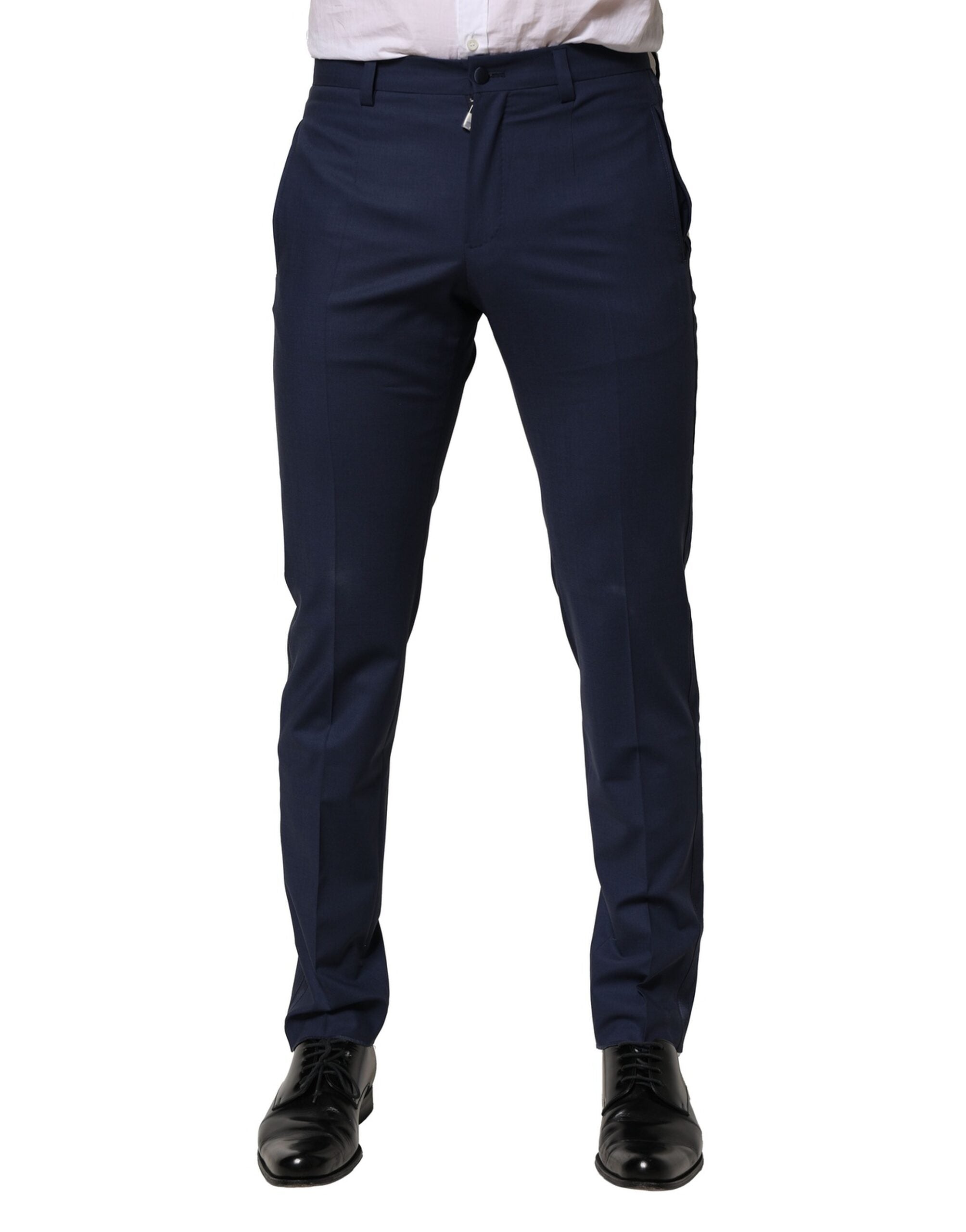 Dolce & Gabbana Vestido de lana azul oscuro Pantalón formal-2