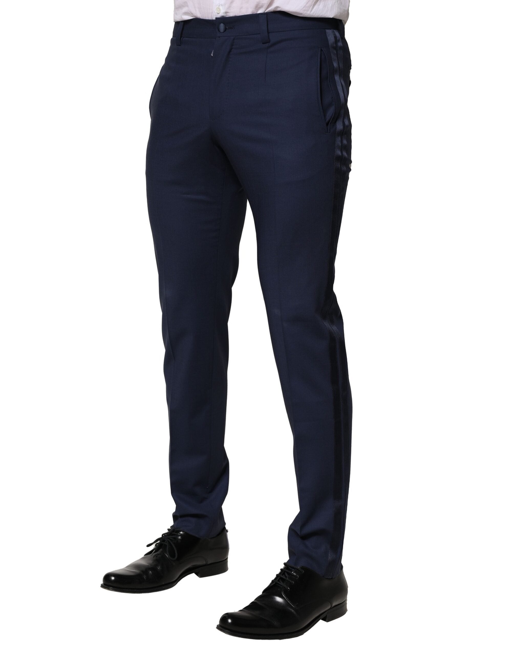 Dolce & Gabbana Vestido de lana azul oscuro Pantalón formal-3