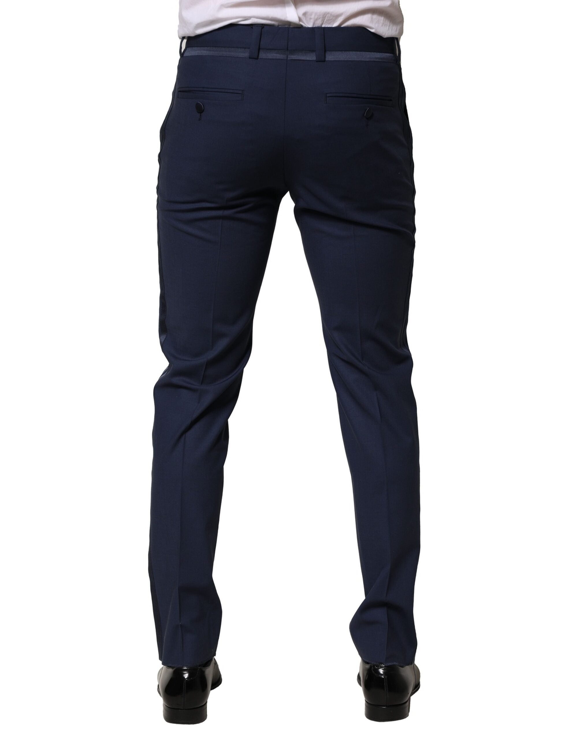 Dolce & Gabbana Vestido de lana azul oscuro Pantalón formal-4