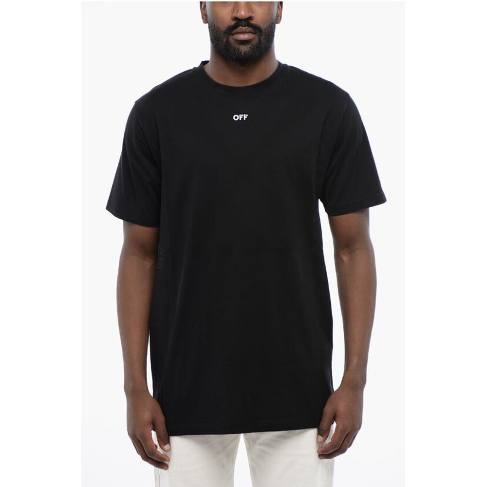 Off-White Black ARROW T-Shirt with round neck made of cotton