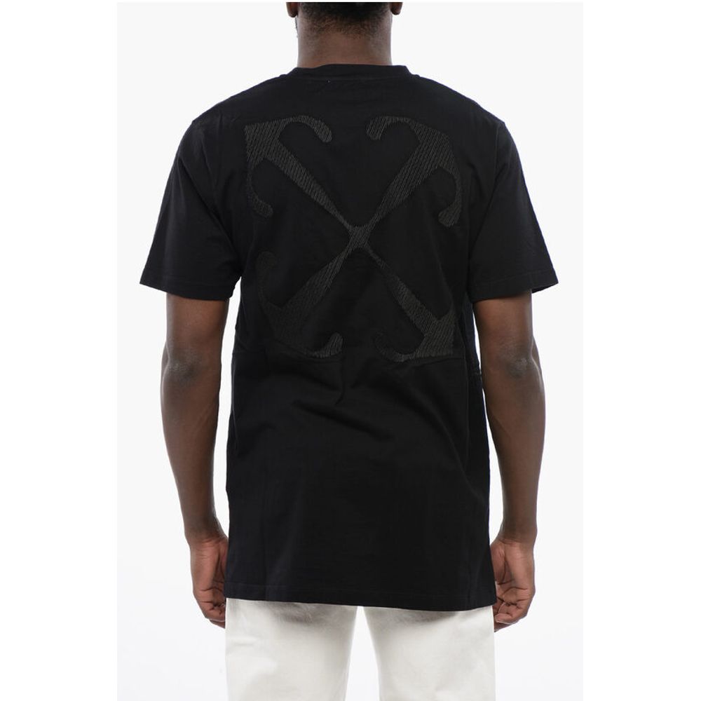 Off-White Black ARROW T-Shirt with round neck made of cotton-2